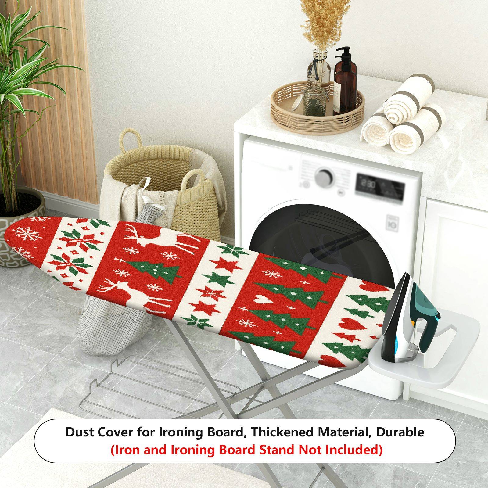 1-Piece Reindeer Tree Snowflake  Ironing Board Cover, Universal Size, Without Board