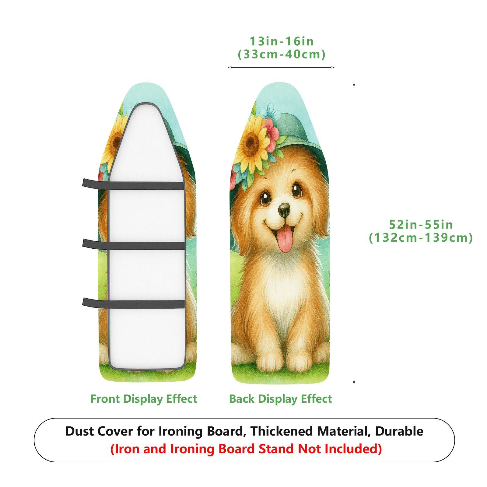 1-Piece Dog Flower Green  Ironing Board Cover, Universal Size, Without Board