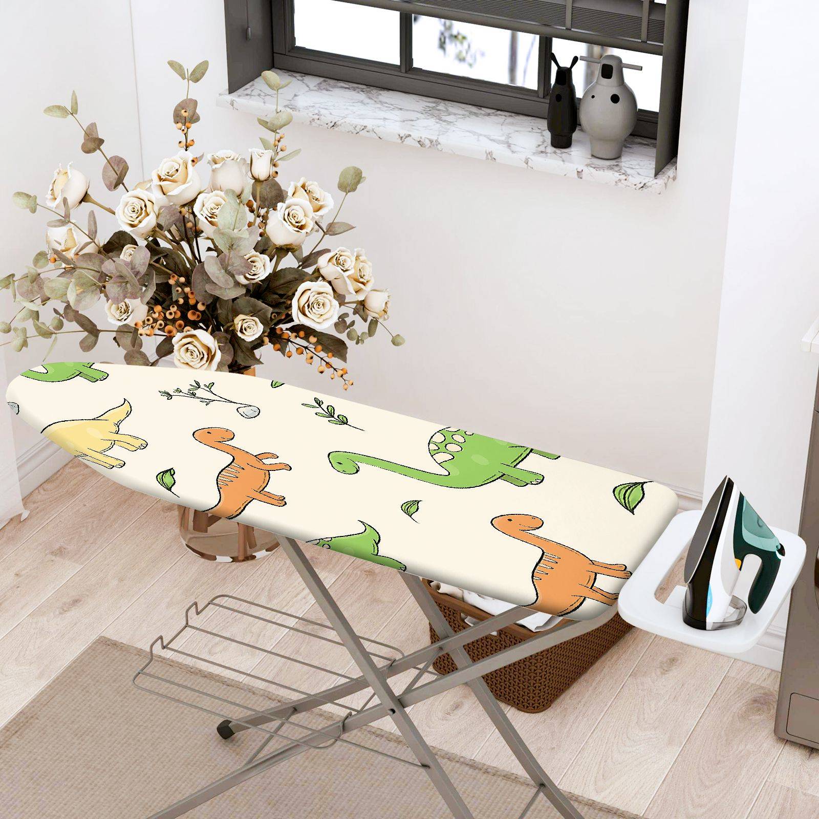 1-Piece Dinosaur  Animal Green  Ironing Board Cover, Universal Size, Without Board