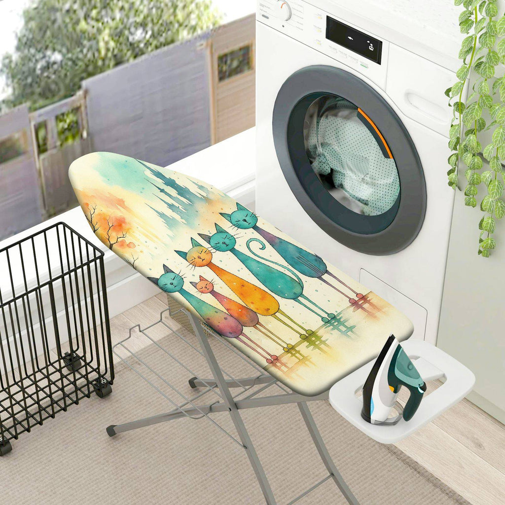 1-Piece Colorful Cat Abstract  Ironing Board Cover, Universal Size, Without Board