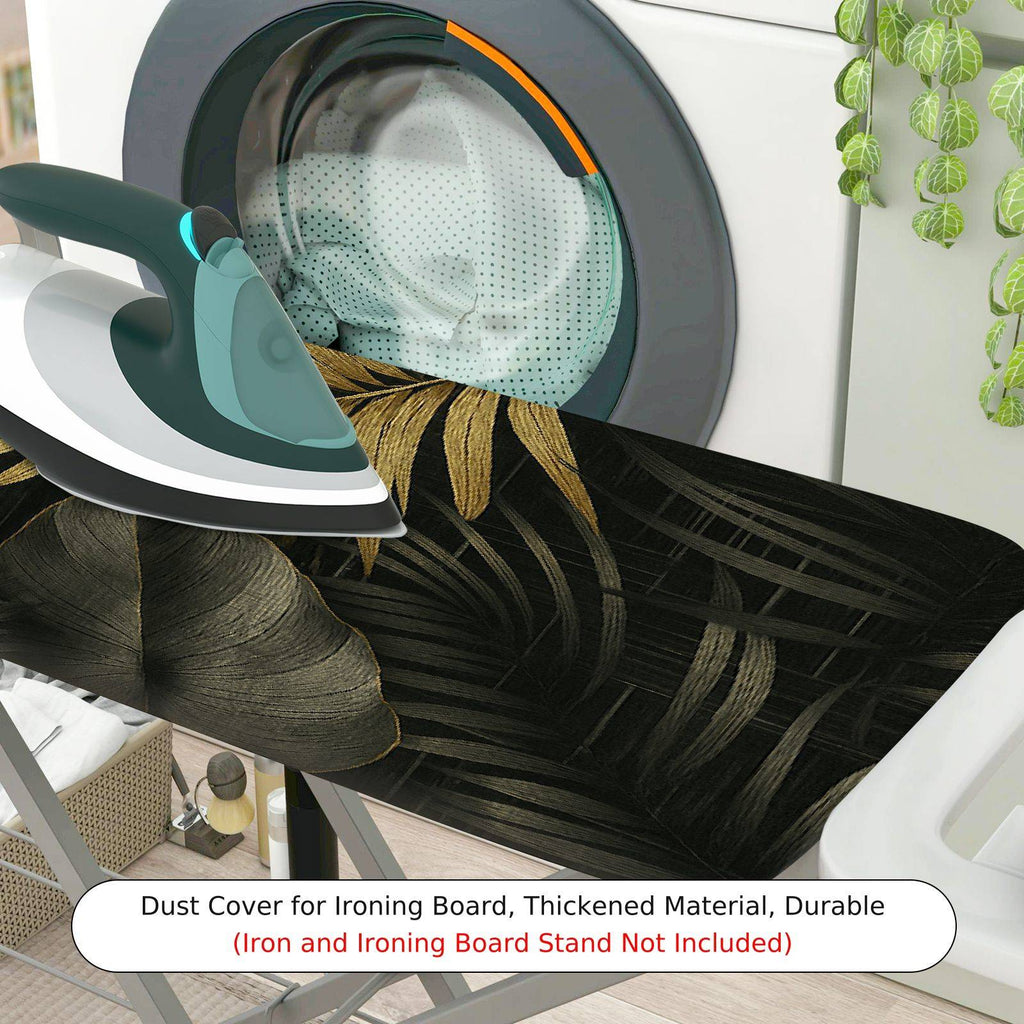 1-Piece Tropical Leaf Black Gold  Ironing Board Cover, Universal Size, Without Board