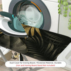 1-Piece Tropical Leaf Black Gold  Ironing Board Cover, Universal Size, Without Board