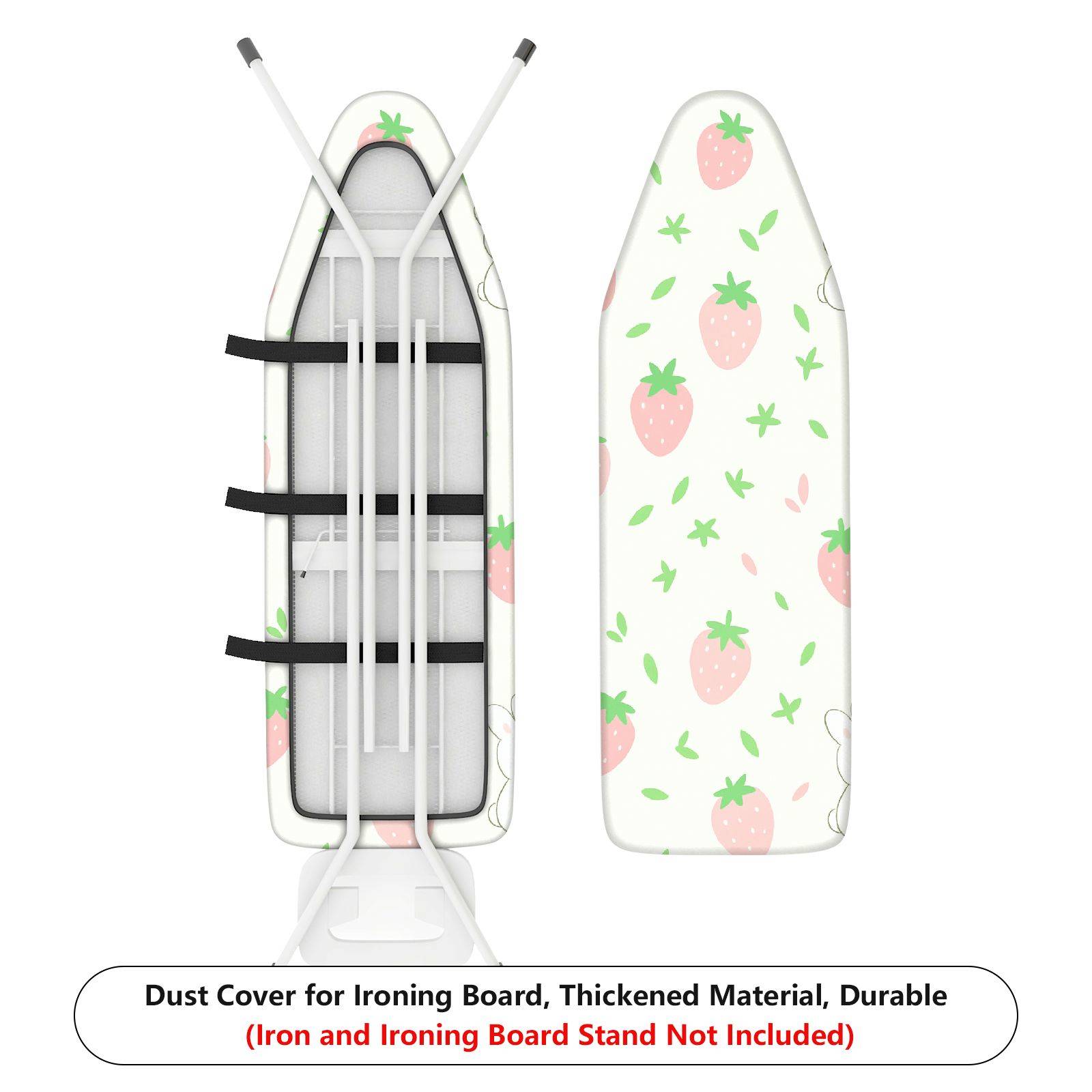 1-Piece Pink Strawberry Green Leaf Fresh Theme  Ironing Board Cover, Universal Size, Without Board
