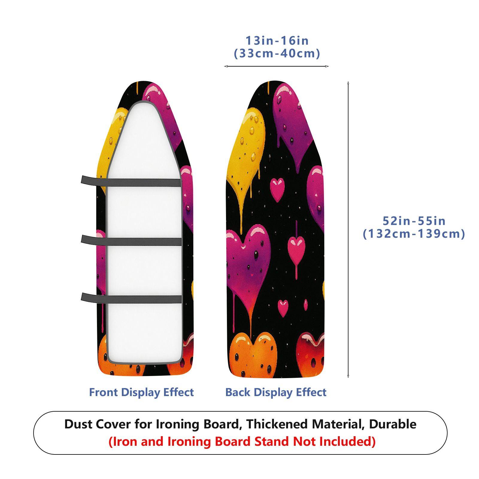1-Piece Heart Pattern Dripping Colorful Stars  Ironing Board Cover, Universal Size, Without Board