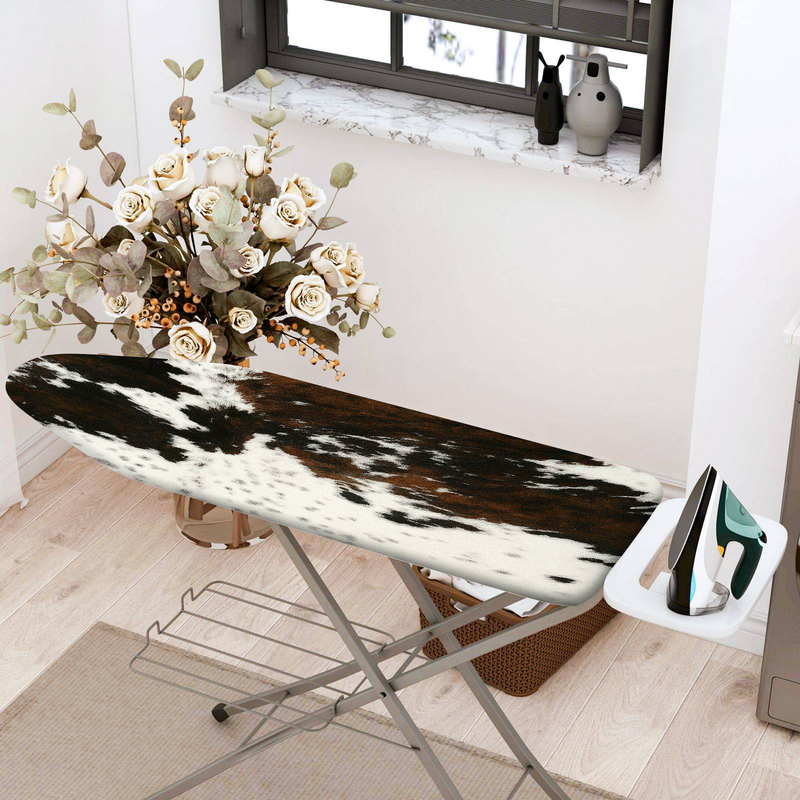 1-Piece Animal Print Black White Brown  Ironing Board Cover, Universal Size, Without Board