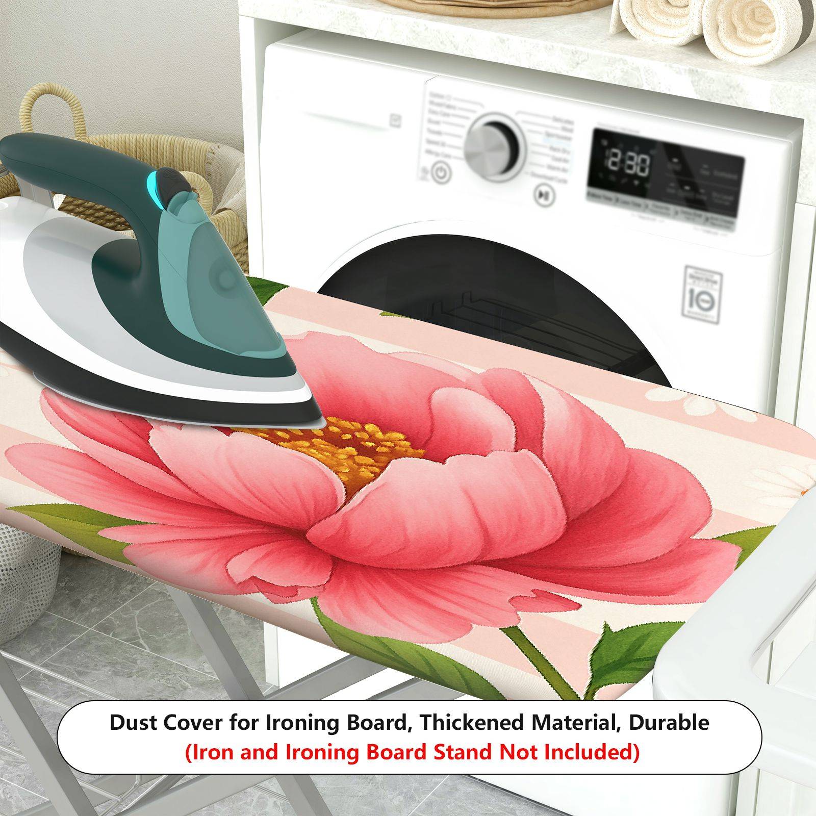 1-Piece Floral Striped Pastel  Ironing Board Cover, Universal Size, Without Board