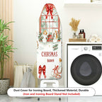 1-Piece Christmas Window Red Ribbon  Ironing Board Cover, Universal Size, Without Board