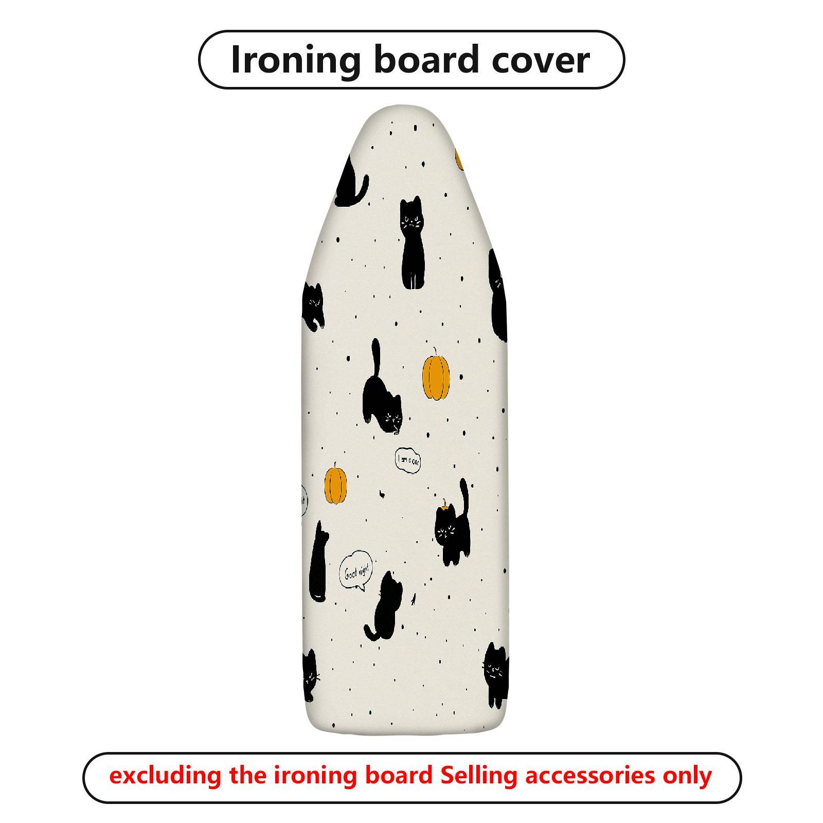 1-Piece Black Cat Pumpkin Halloween  Ironing Board Cover, Universal Size, Without Board