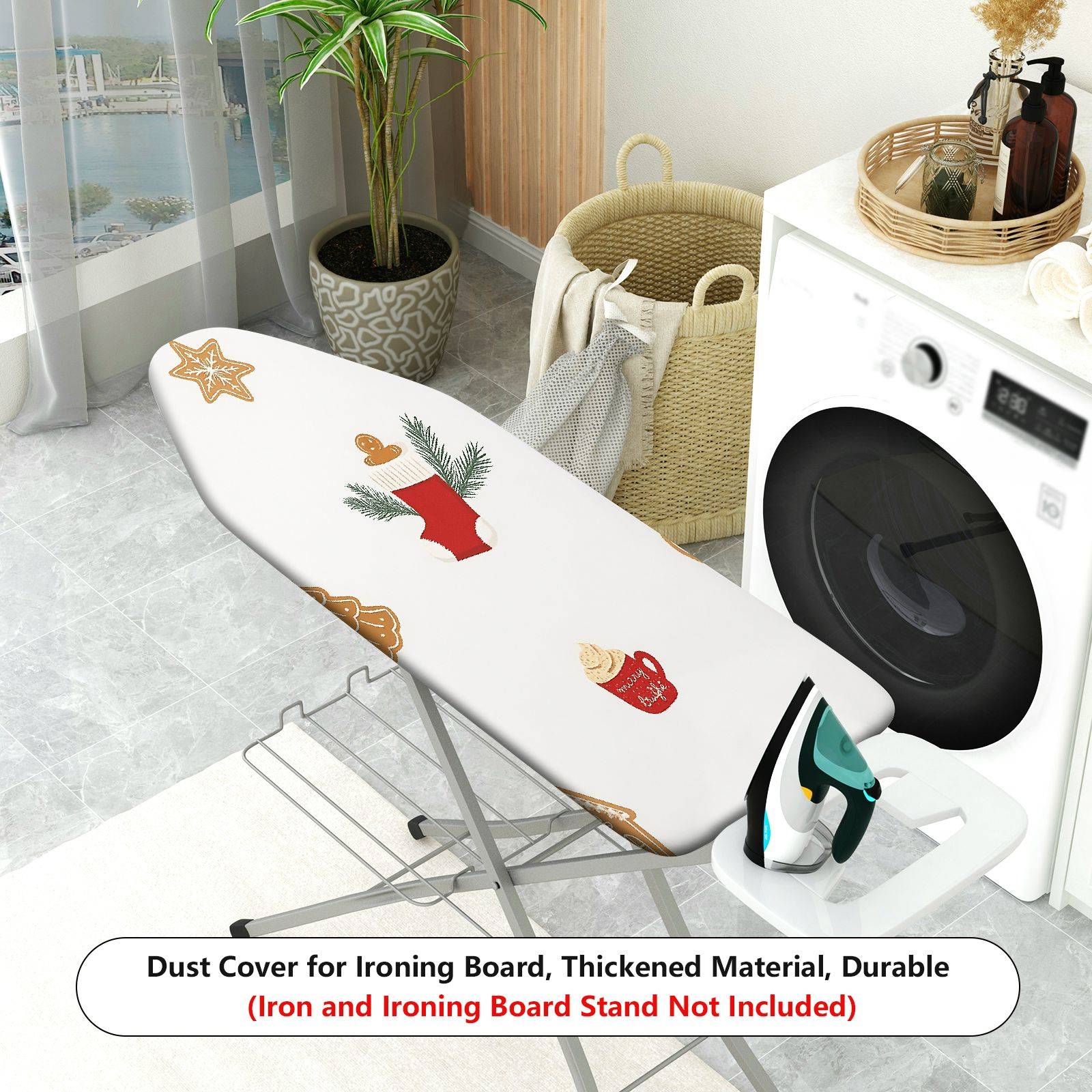 1-Piece Christmas stocking gingerbread Xmas  Ironing Board Cover, Universal Size, Without Board