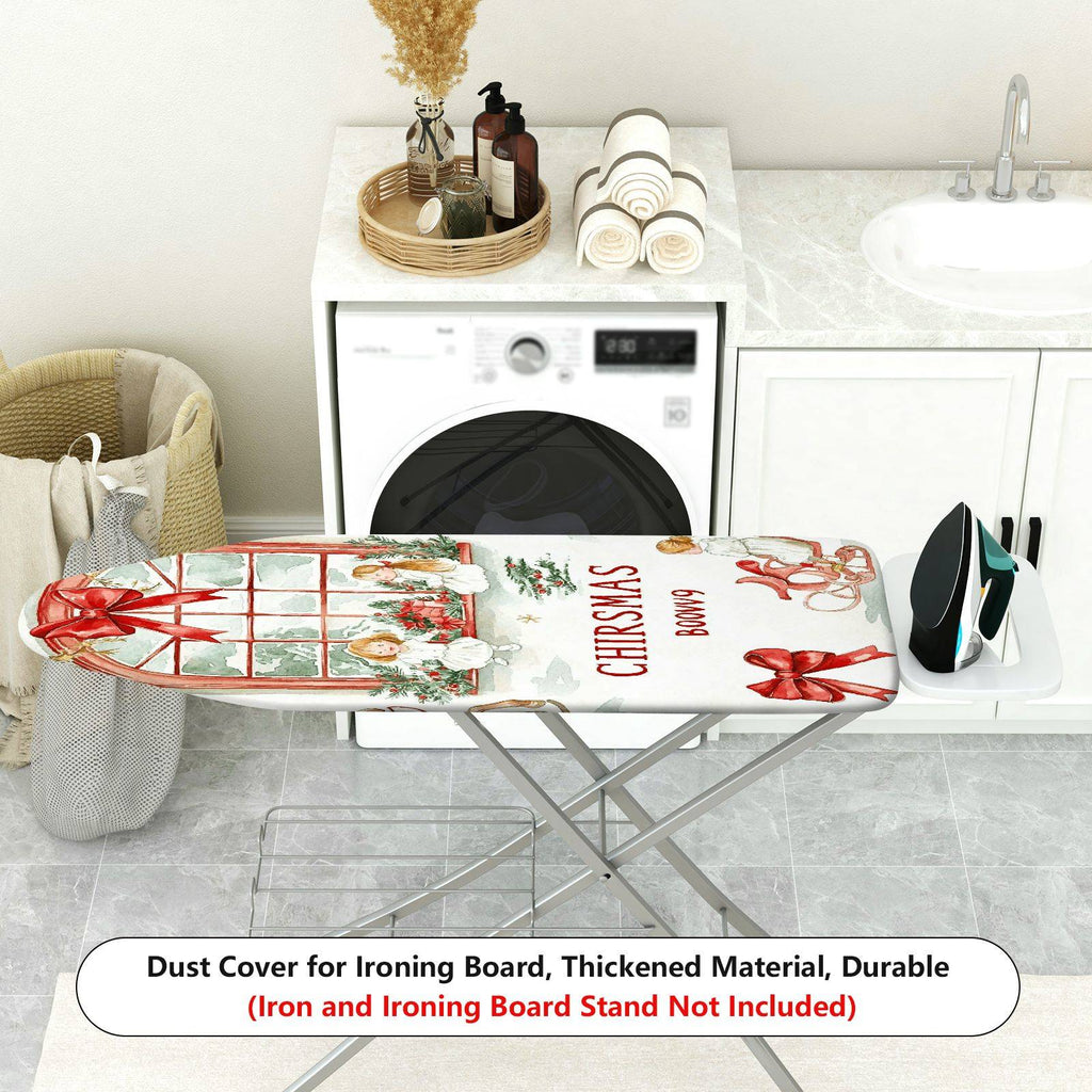 1-Piece Christmas Window Red Ribbon  Ironing Board Cover, Universal Size, Without Board