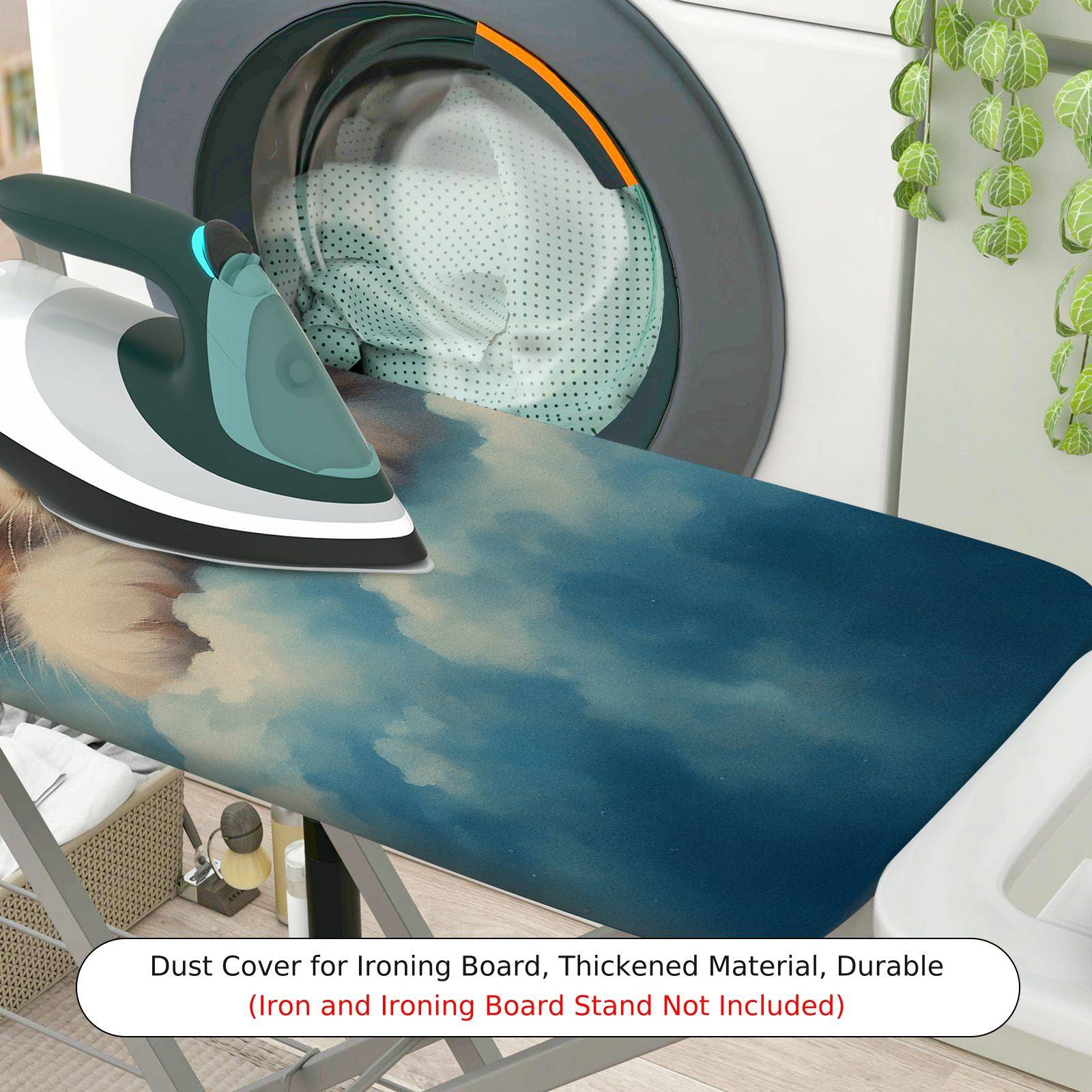 1-Piece Cat Clouds Stars  Ironing Board Cover, Universal Size, Without Board