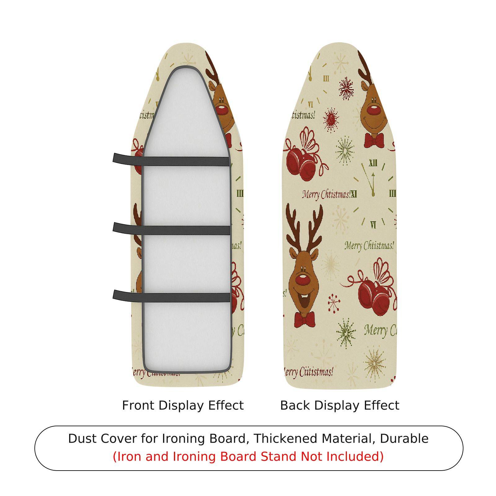 1-Piece Reindeer Snowflakes Bells  Ironing Board Cover, Universal Size, Without Board