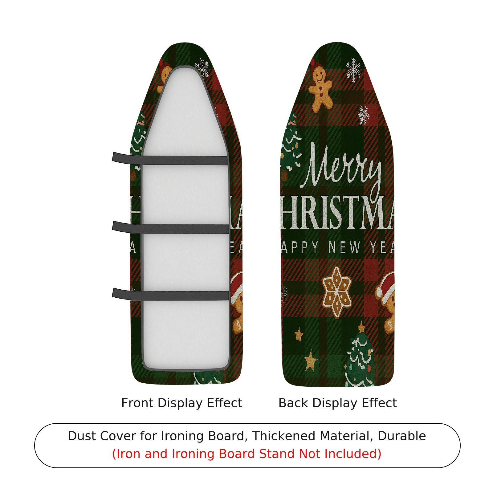 1-Piece Christmas Plaid Gingerbread  Ironing Board Cover, Universal Size, Without Board
