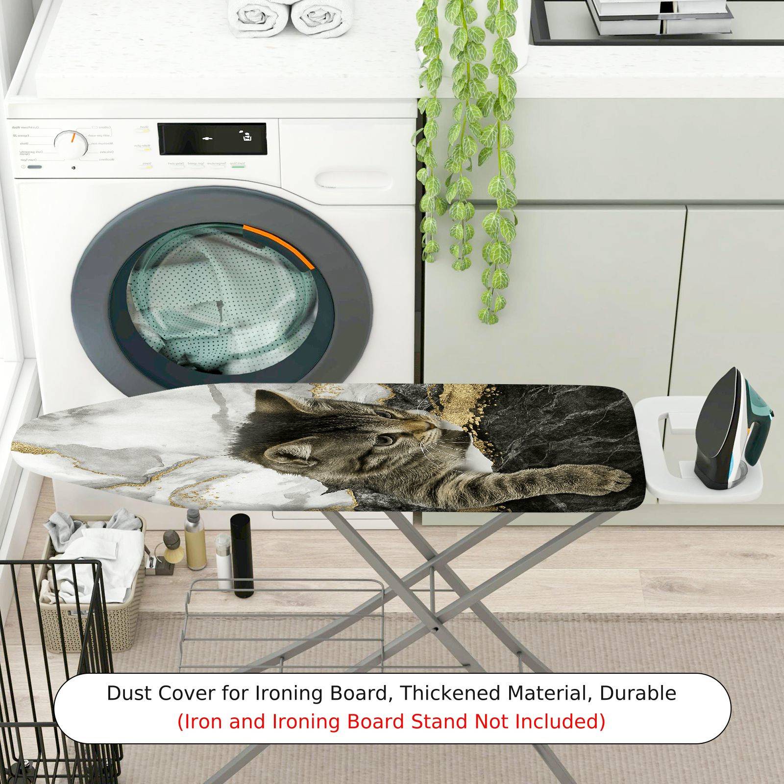 1-Piece Cat Marble Gold  Ironing Board Cover, Universal Size, Without Board