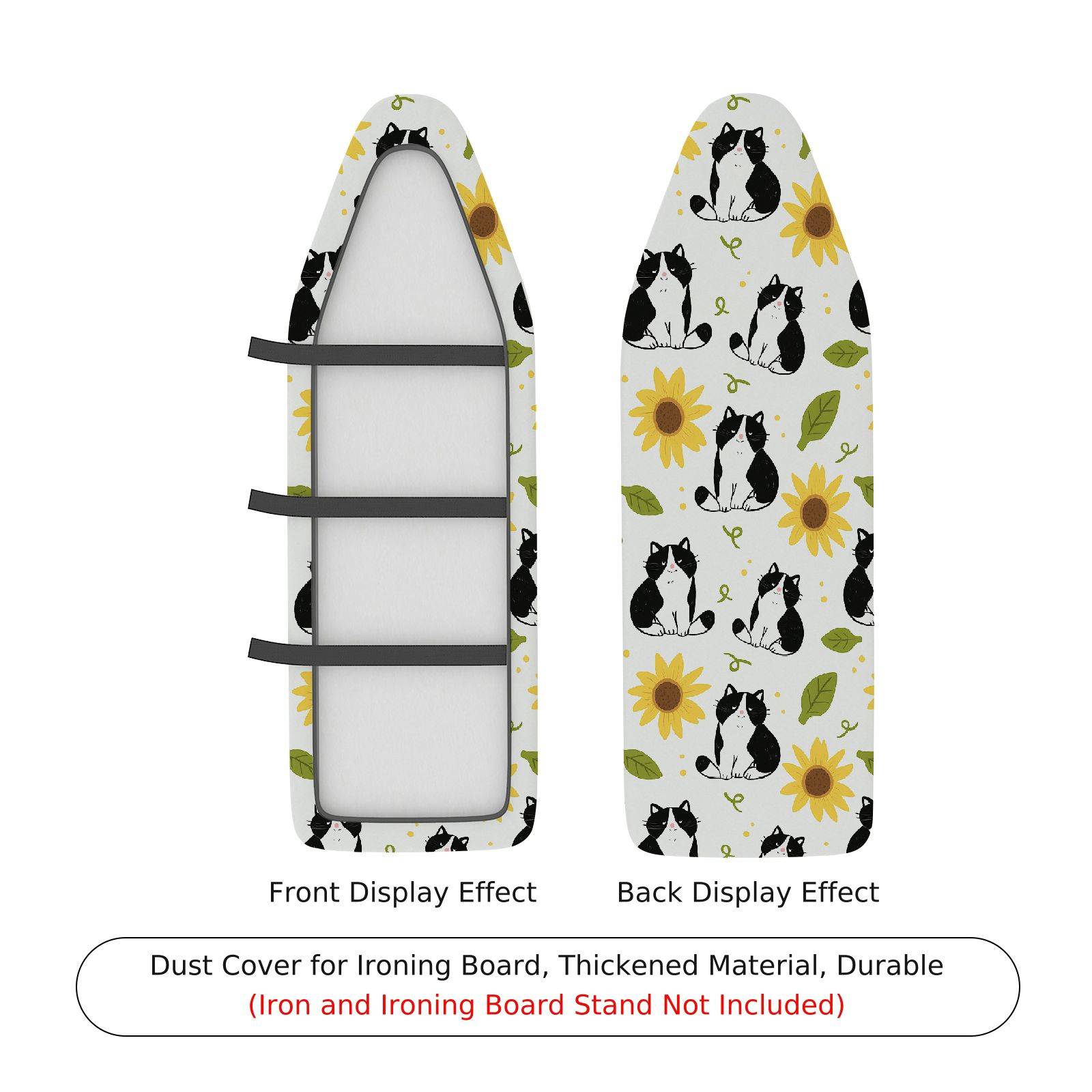 1-Piece Cat Sunflower Leaf  Ironing Board Cover, Universal Size, Without Board