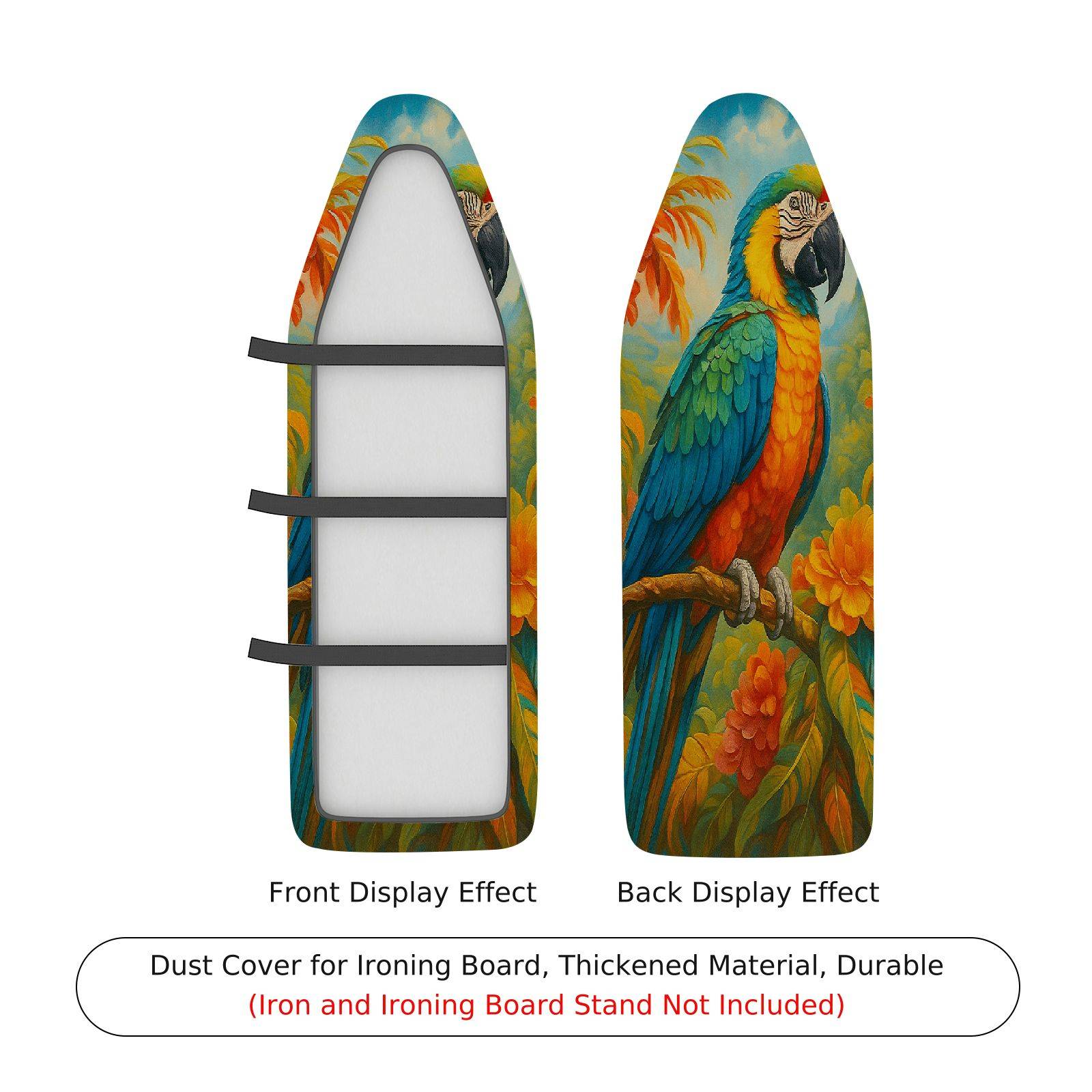 1-Piece Tropical Parrot Floral Artistic  Ironing Board Cover, Universal Size, Without Board
