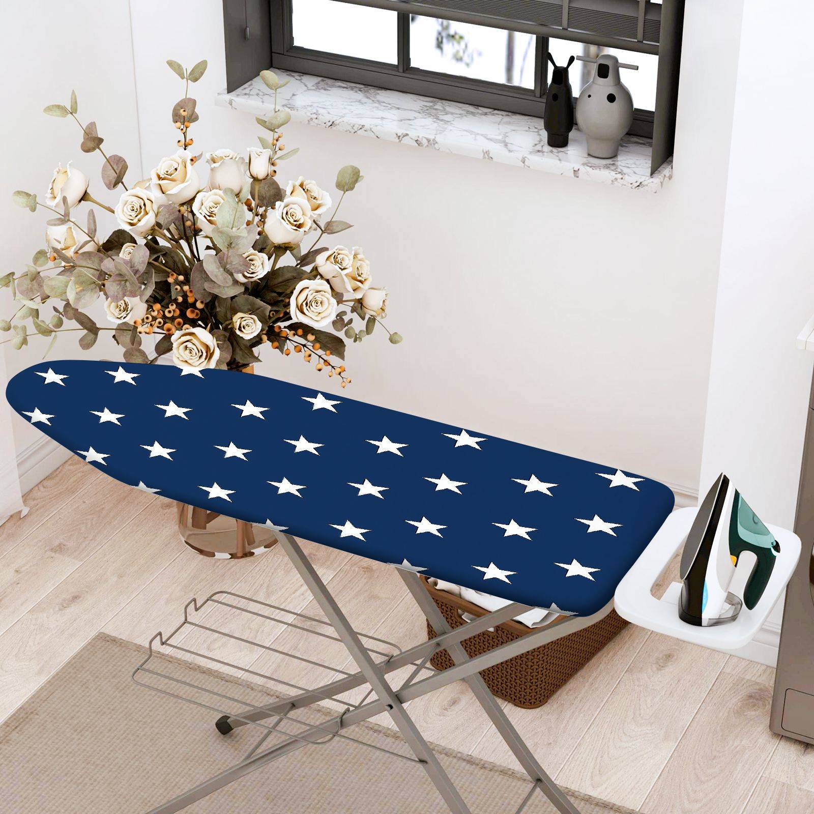 1-Piece Star Pattern Blue American  Ironing Board Cover, Universal Size, Without Board