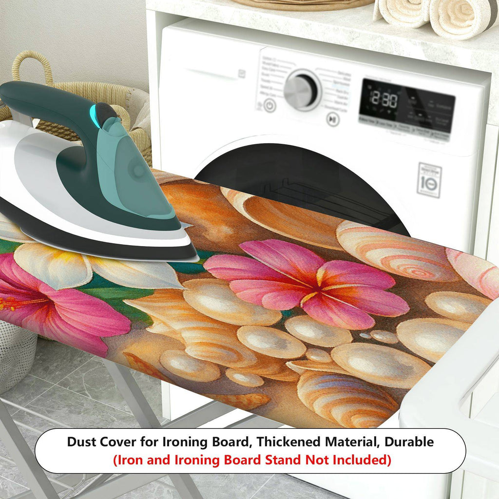 1-Piece Tropical Beach Floral Shell  Ironing Board Cover, Universal Size, Without Board