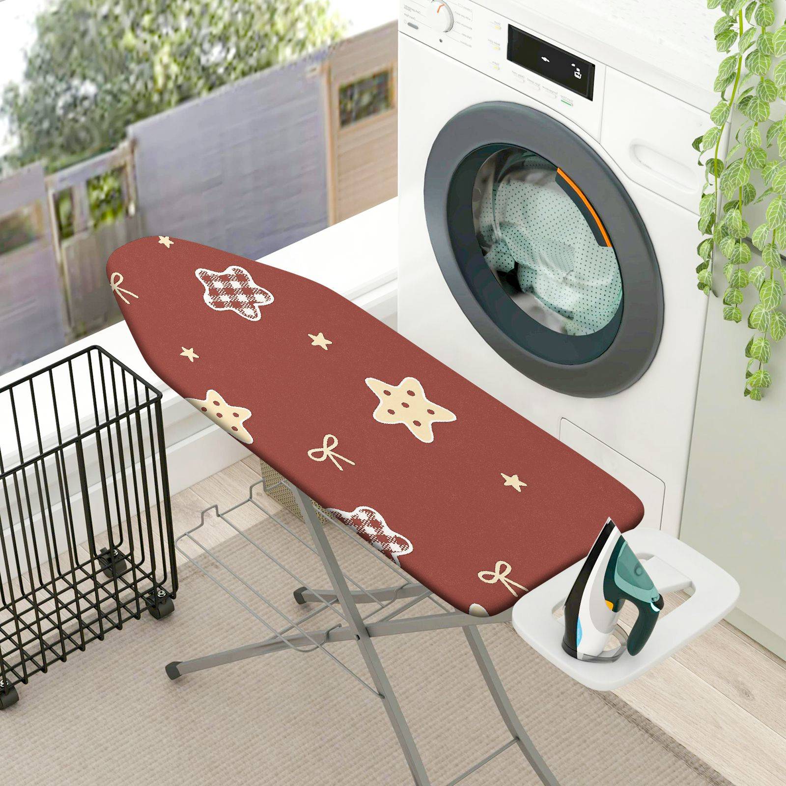 1-Piece Star Bow Plaid  Ironing Board Cover, Universal Size, Without Board
