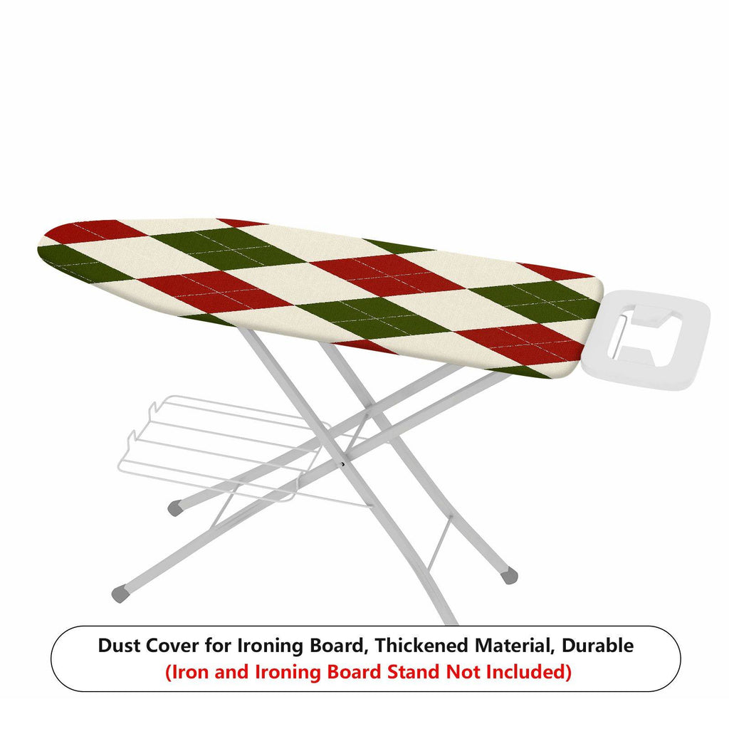 1-Piece Red Green Diamond Pattern Festive Christmas Theme  Ironing Board Cover, Universal Size, Without Board
