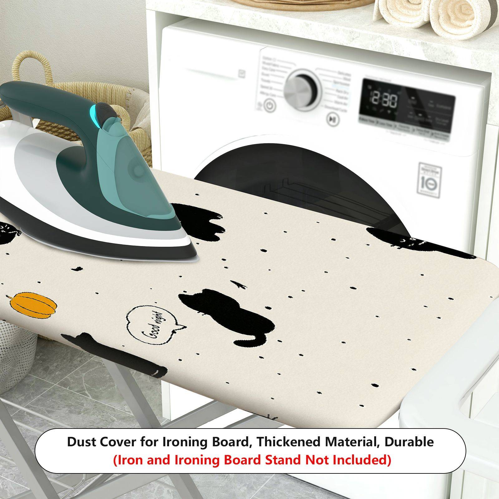 1-Piece Black Cat Pumpkin Halloween  Ironing Board Cover, Universal Size, Without Board