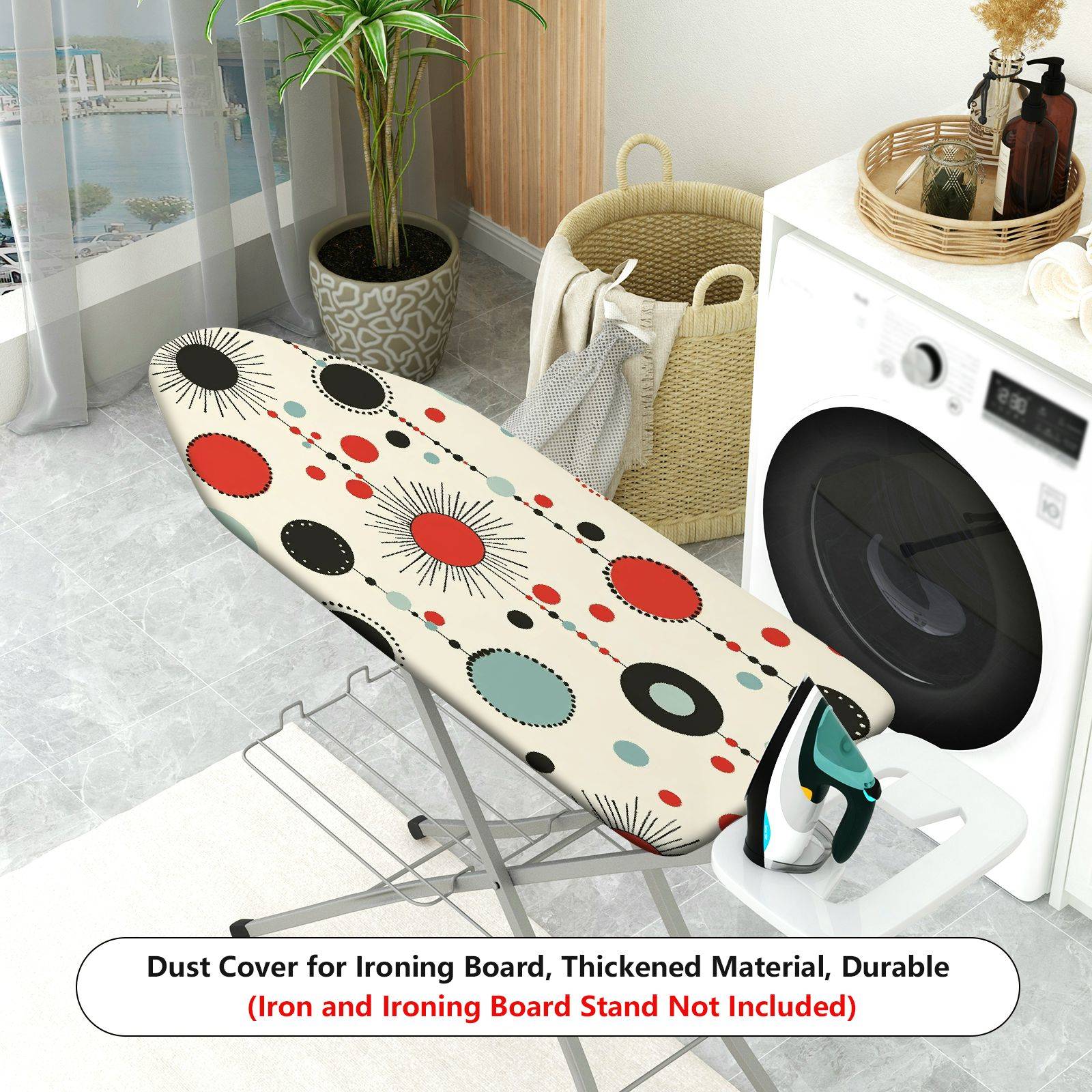 1-Piece Retro Modern Geometric Circles  Ironing Board Cover, Universal Size, Without Board