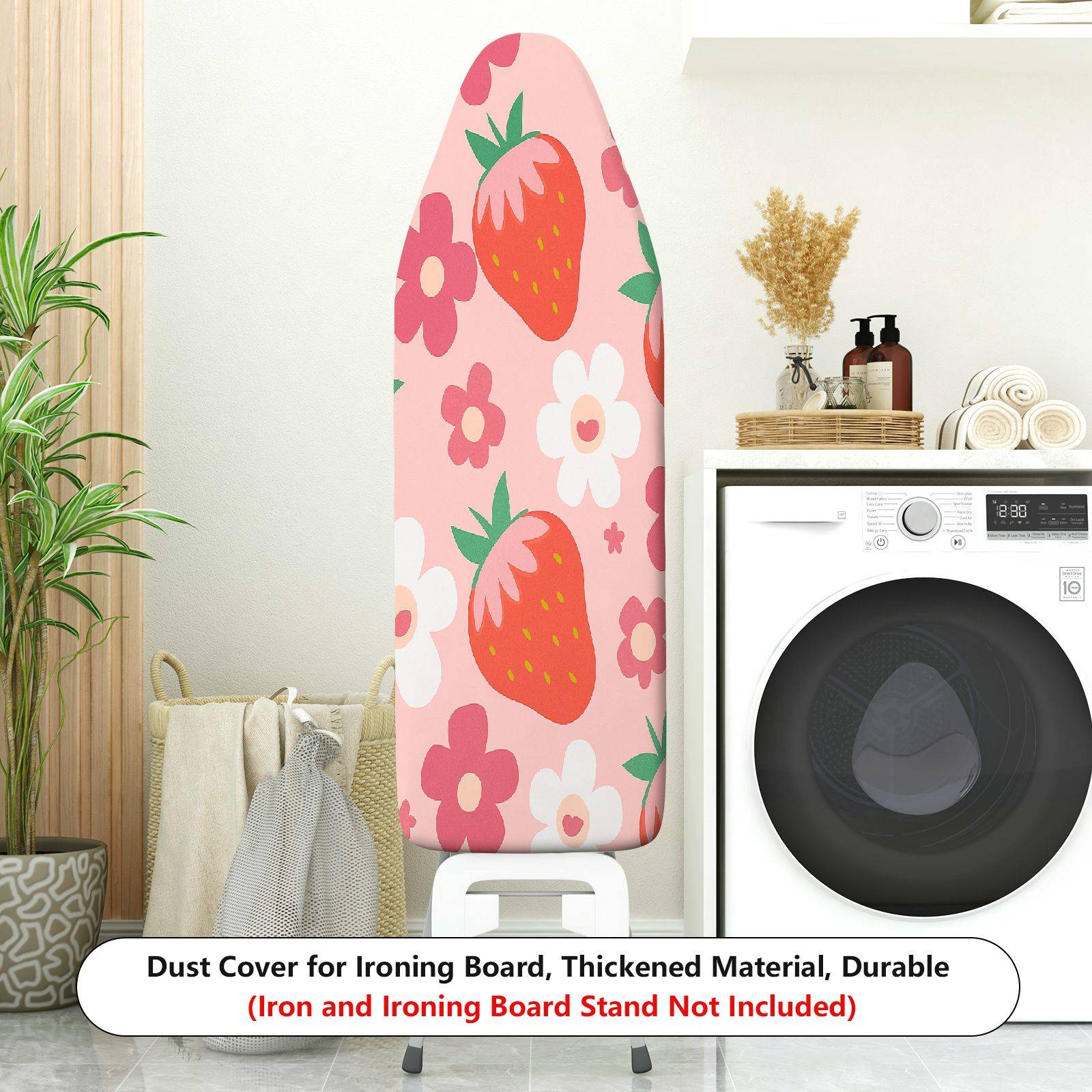 1-Piece Strawberry Floral Pink  Ironing Board Cover, Universal Size, Without Board