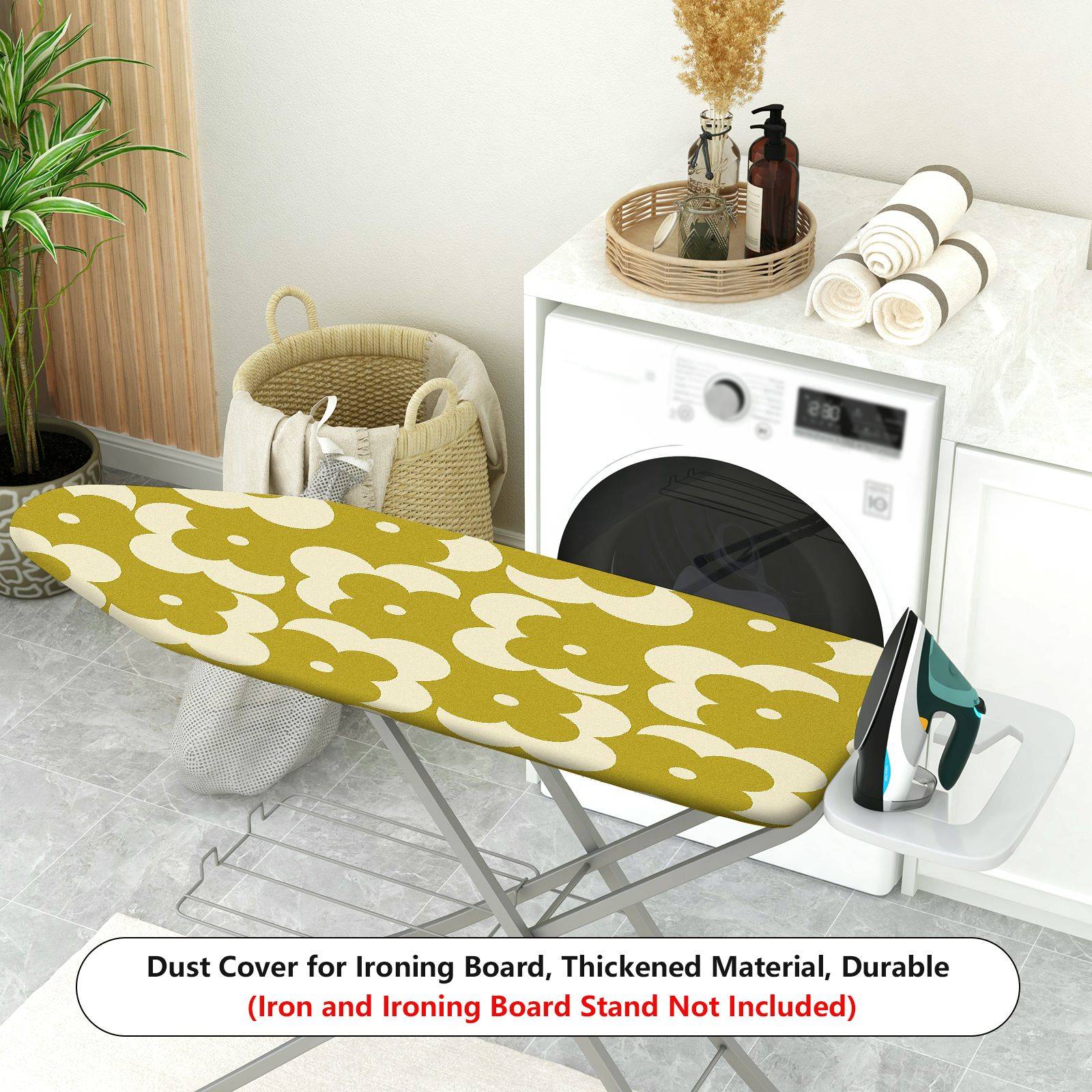 1-Piece Floral Green White Retro  Ironing Board Cover, Universal Size, Without Board