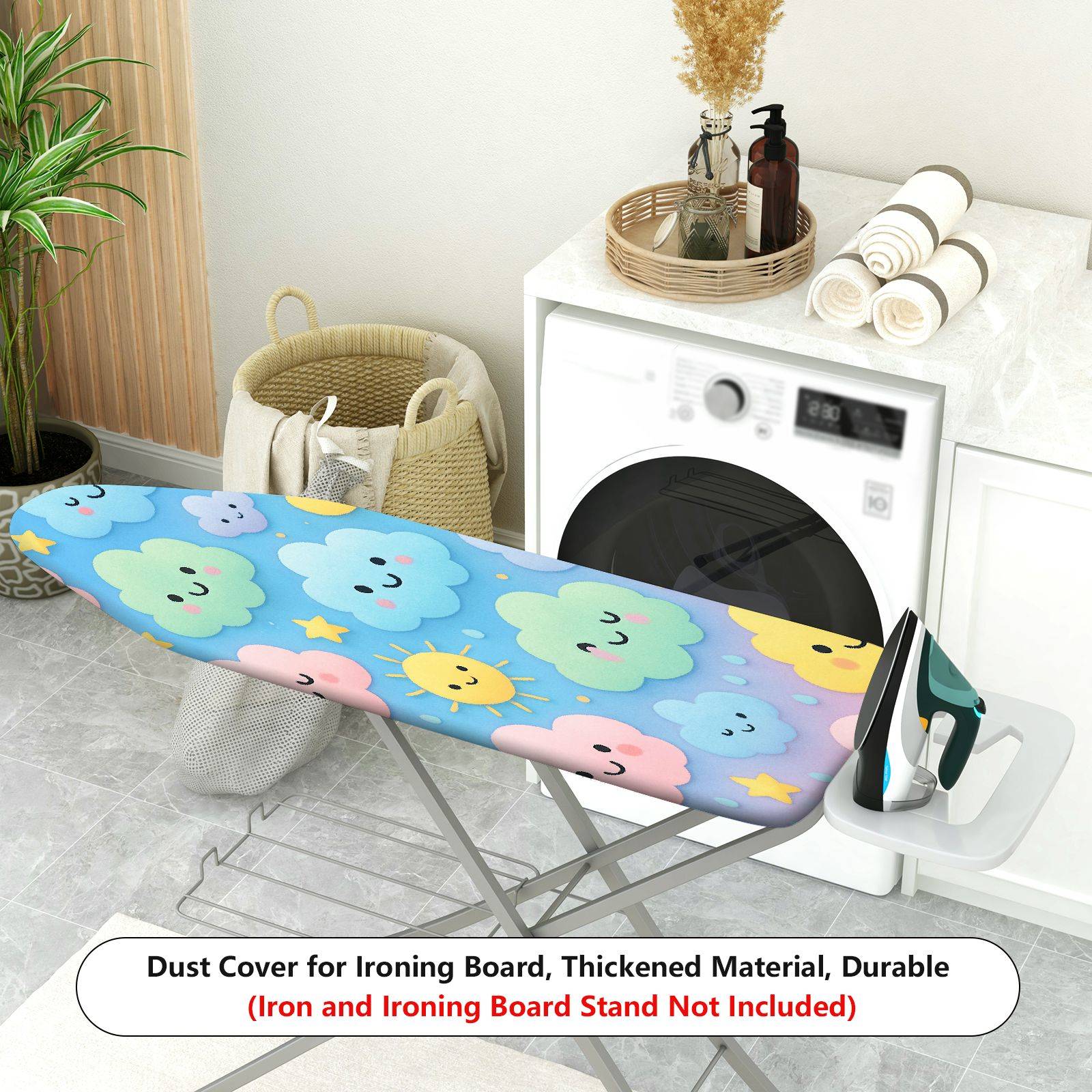 1-Piece Colorful Clouds Stars Smiley Face  Ironing Board Cover, Universal Size, Without Board