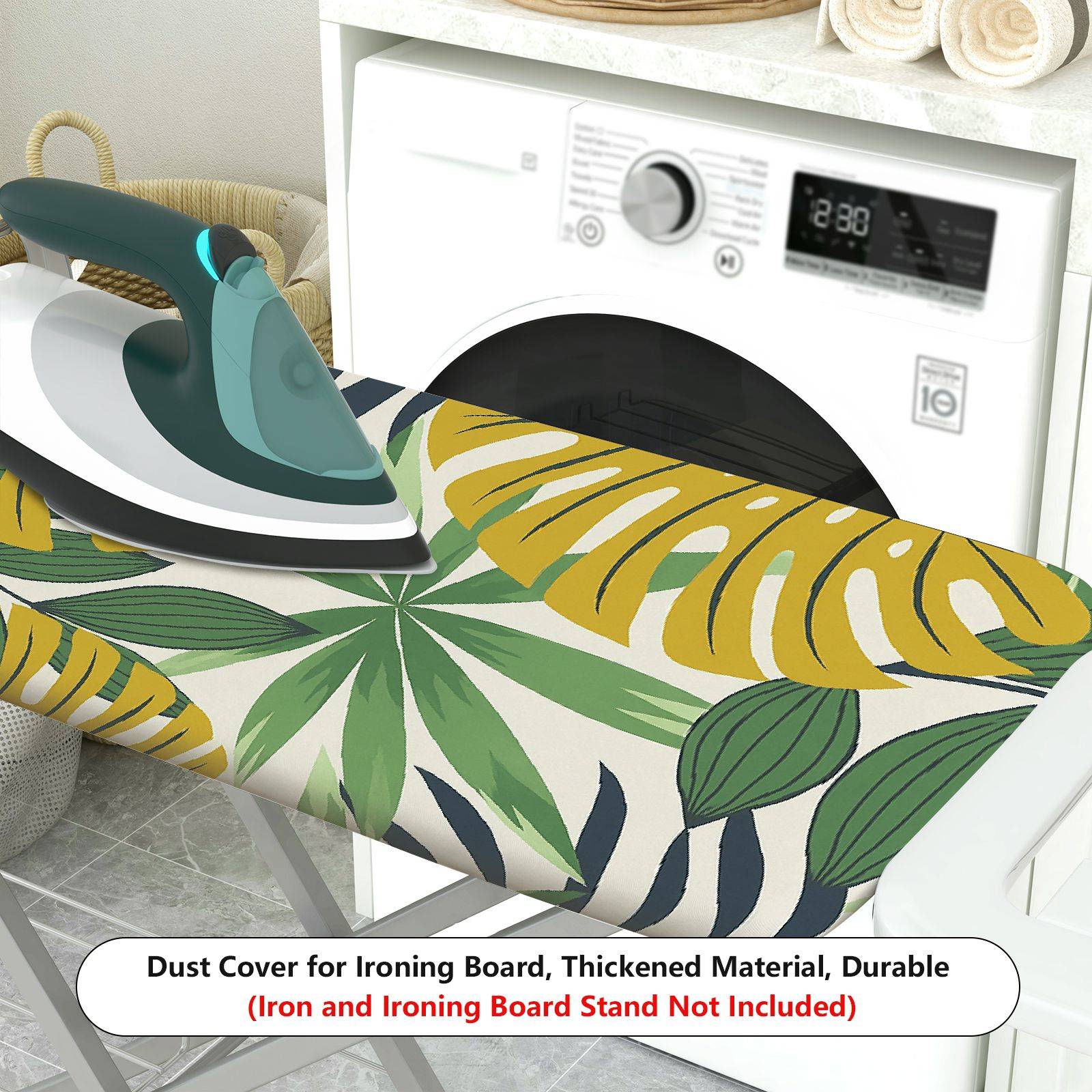 1-Piece Tropical Leaf Pattern Green Palm  Ironing Board Cover, Universal Size, Without Board