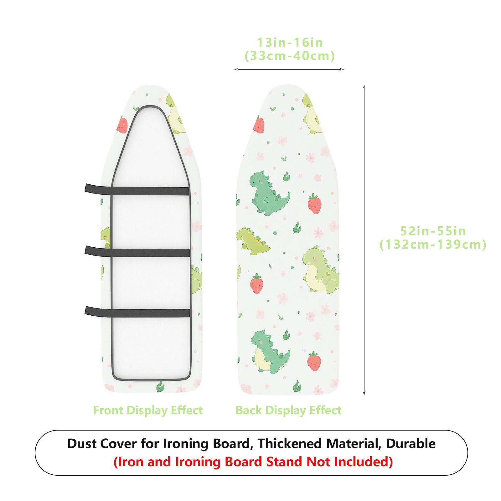 1-Piece Dinosaur Strawberry Floral  Ironing Board Cover, Universal Size, Without Board