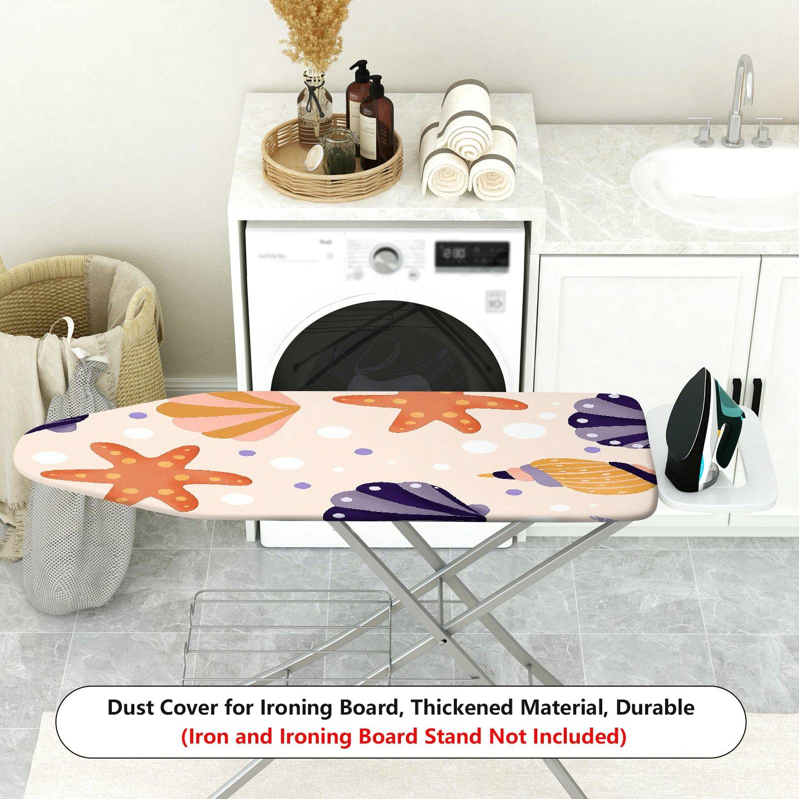 1-Piece Starfish Seashell Ocean  Ironing Board Cover, Universal Size, Without Board
