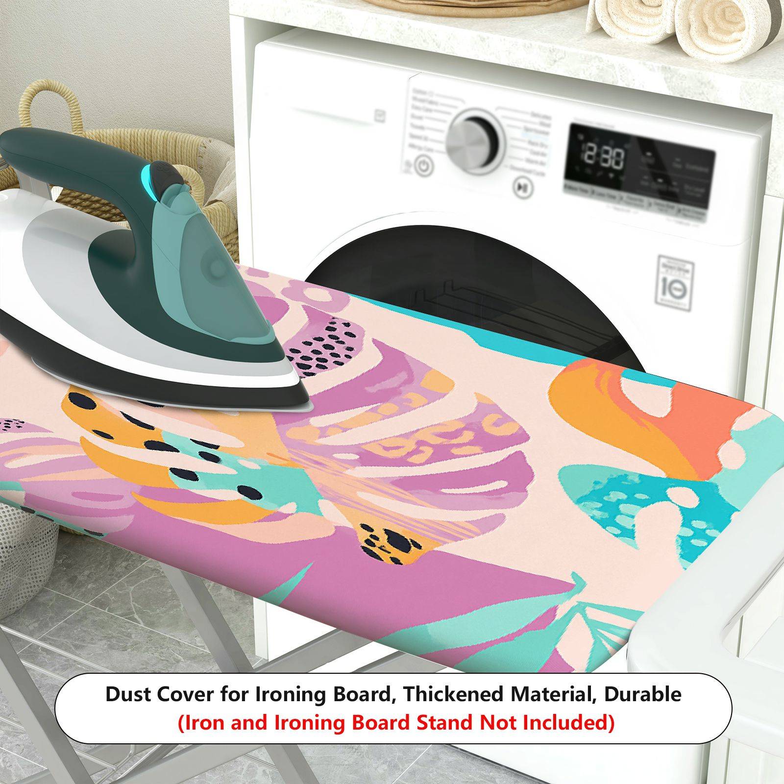 1-Piece Tropical Leaves Abstract Pastel  Ironing Board Cover, Universal Size, Without Board
