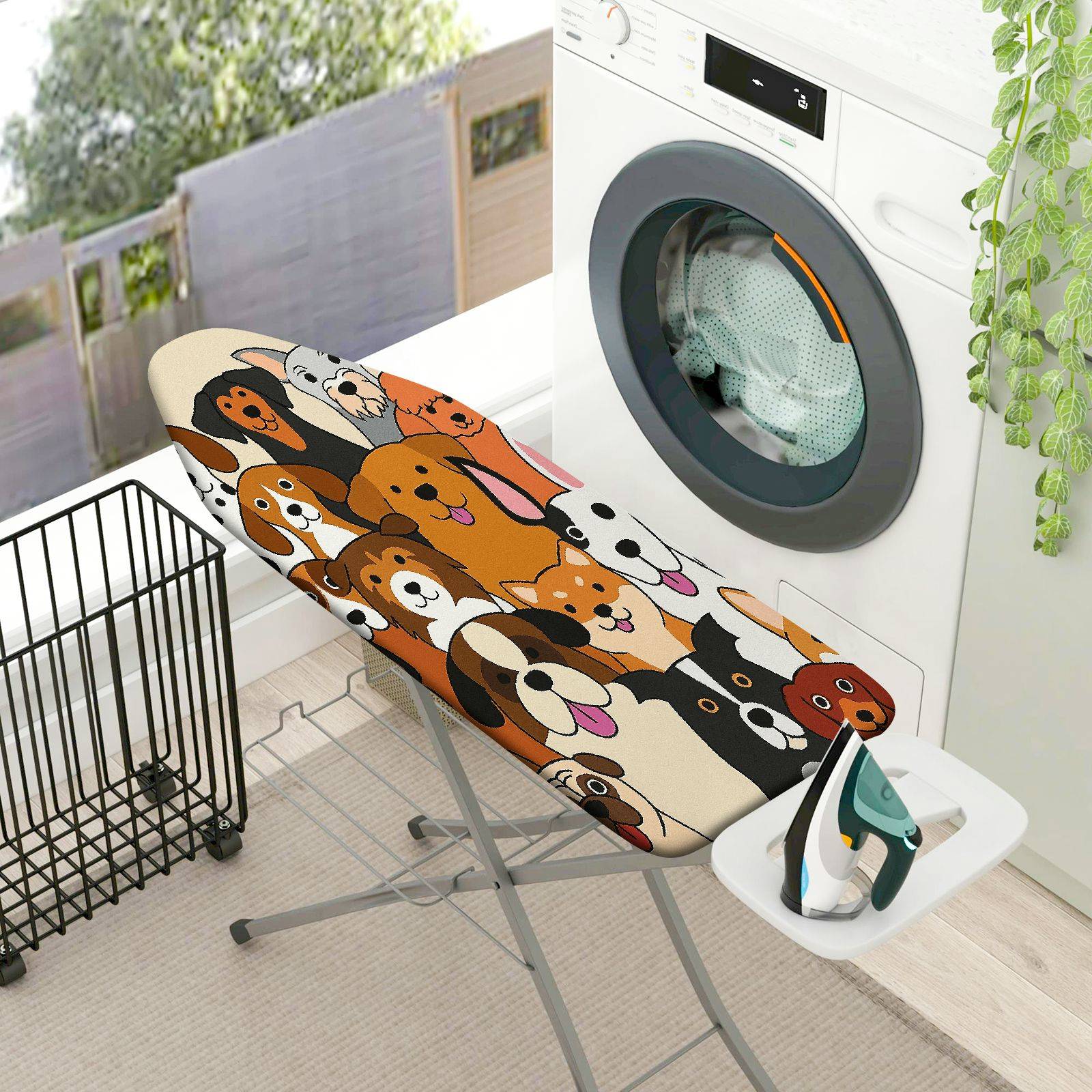 1-Piece Cute Dogs  Fun  Ironing Board Cover, Universal Size, Without Board