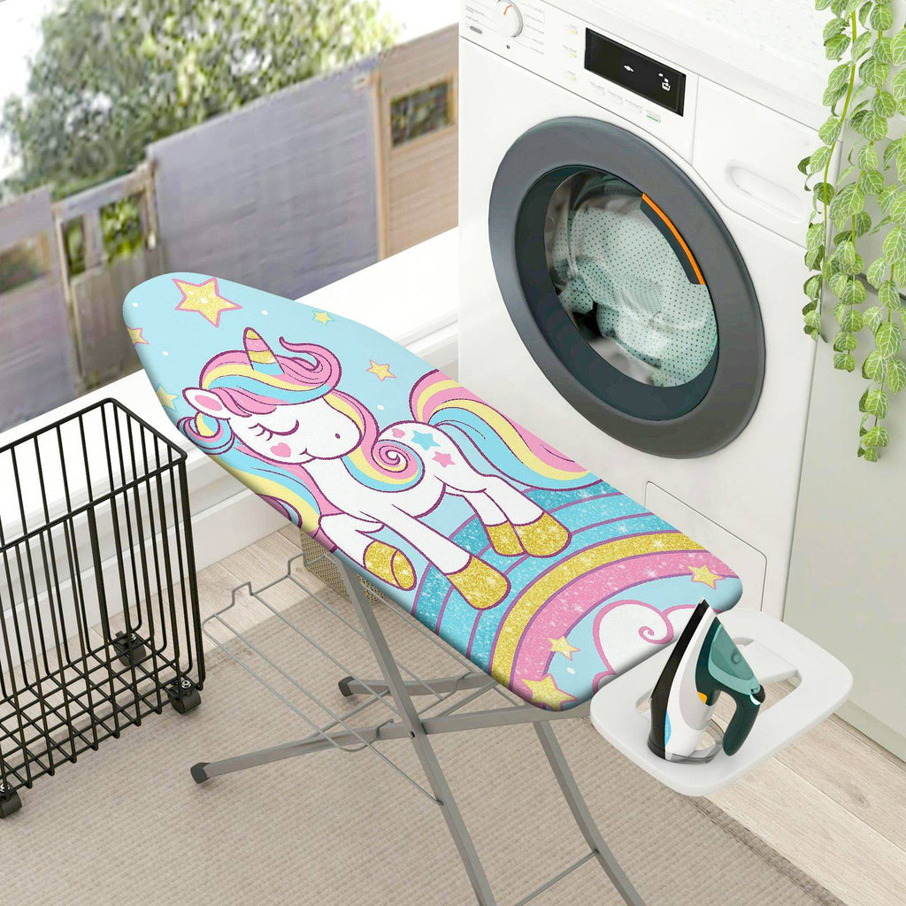 1-Piece Unicorn Rainbow Stars  Ironing Board Cover, Universal Size, Without Board