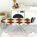 1-Piece Red Green Diamond Pattern Festive Christmas Theme  Ironing Board Cover, Universal Size, Without Board
