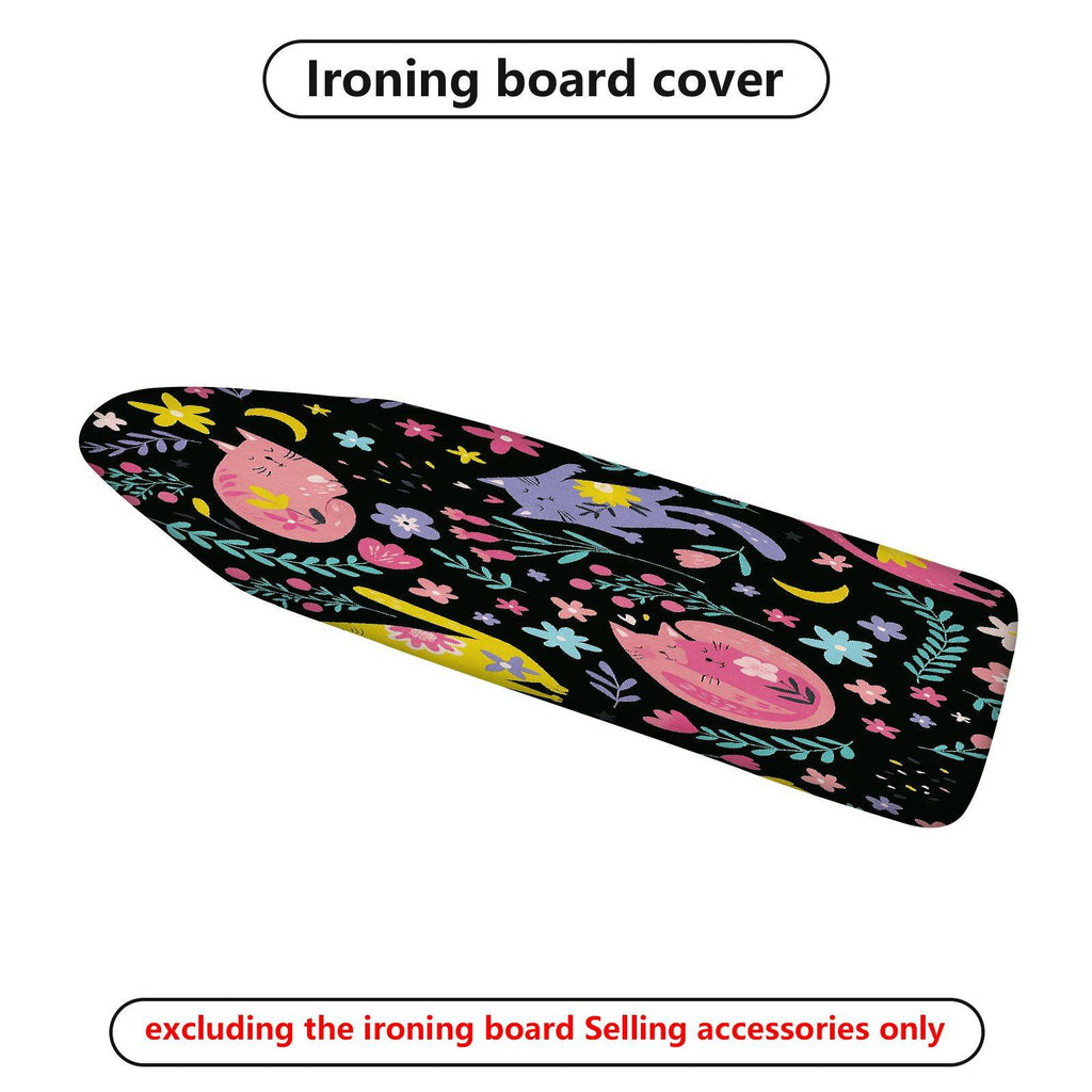 1-Piece Cat Floral Night  Ironing Board Cover, Universal Size, Without Board