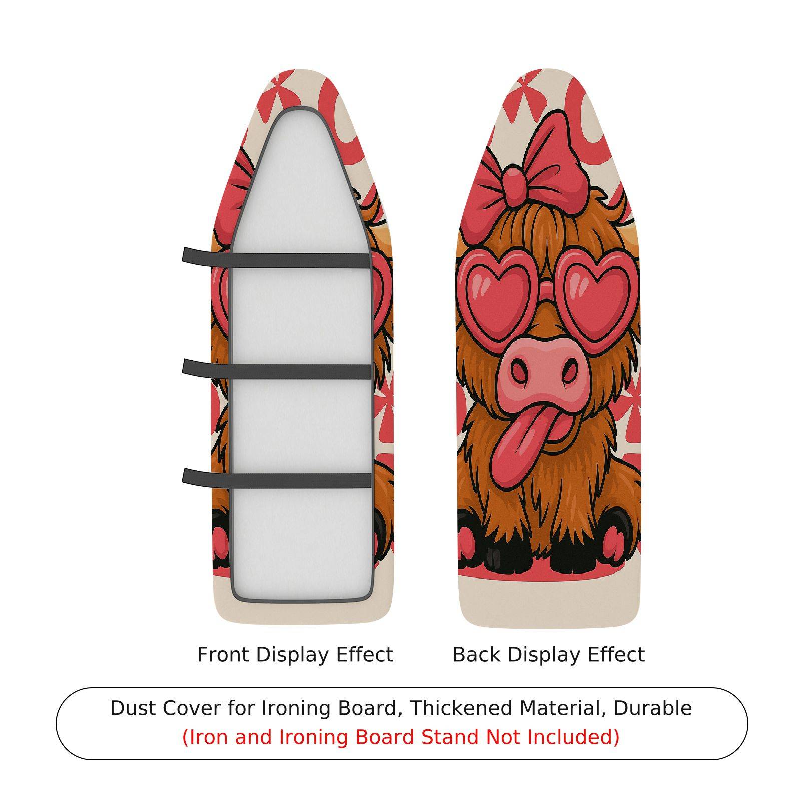 1-Piece Cute Pink Heart Animal  Ironing Board Cover, Universal Size, Without Board