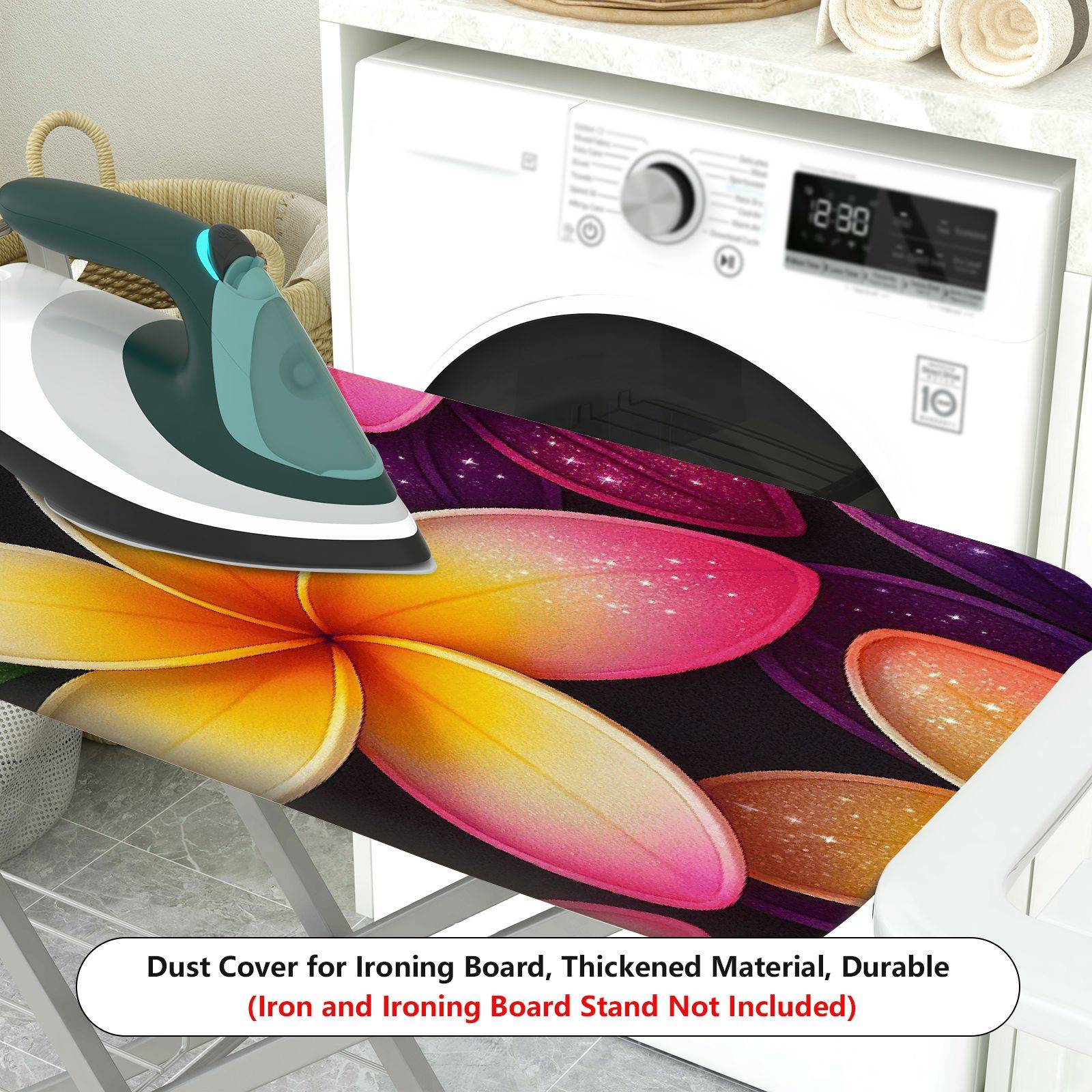 1-Piece Vibrant Floral Colorful Tropical  Ironing Board Cover, Universal Size, Without Board