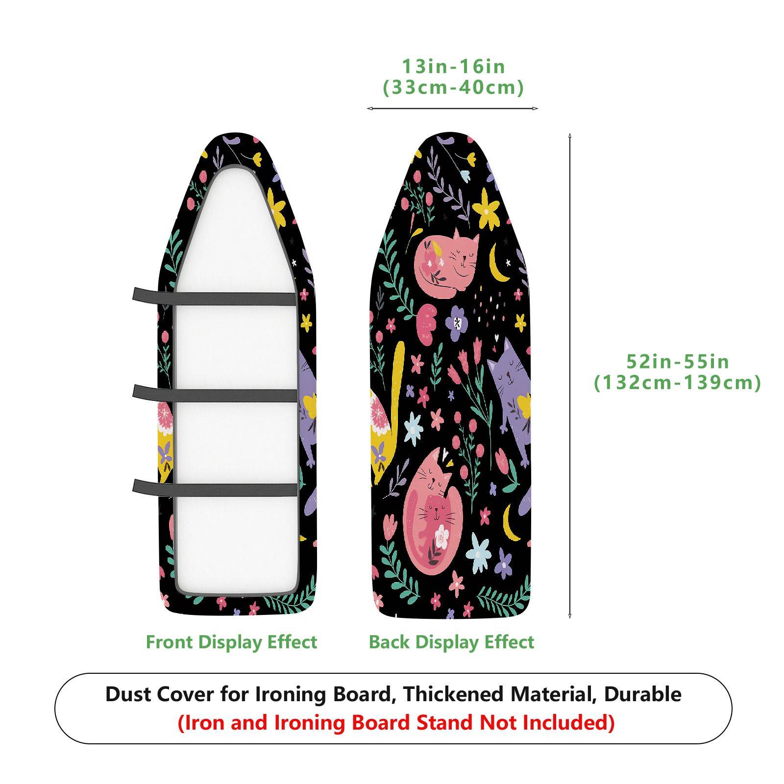 1-Piece Cat Floral Moon  Ironing Board Cover, Universal Size, Without Board