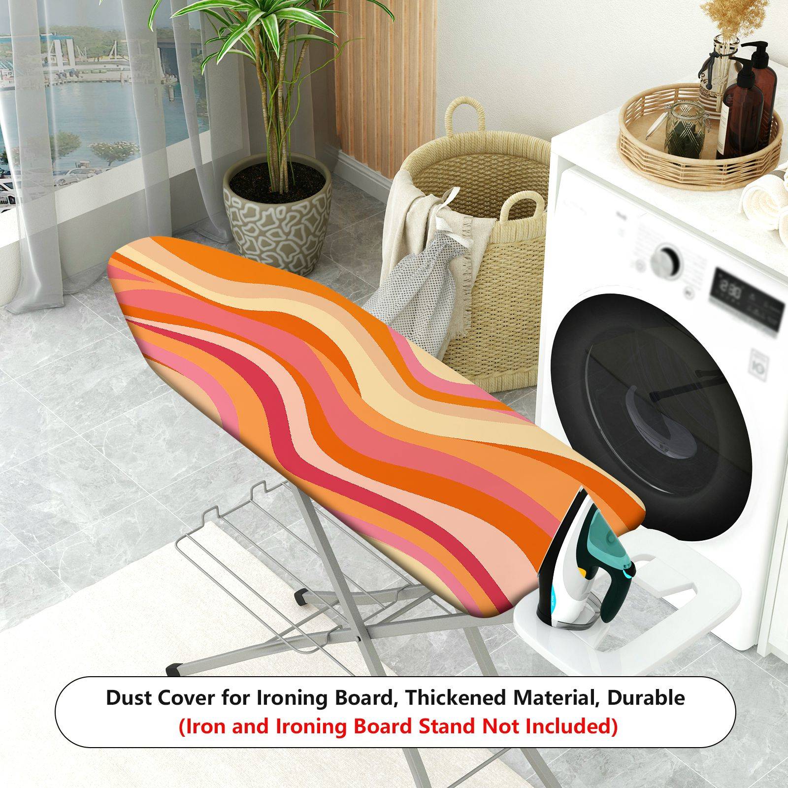 1-Piece Colorful Striped Pattern Waves Swirl  Ironing Board Cover, Universal Size, Without Board