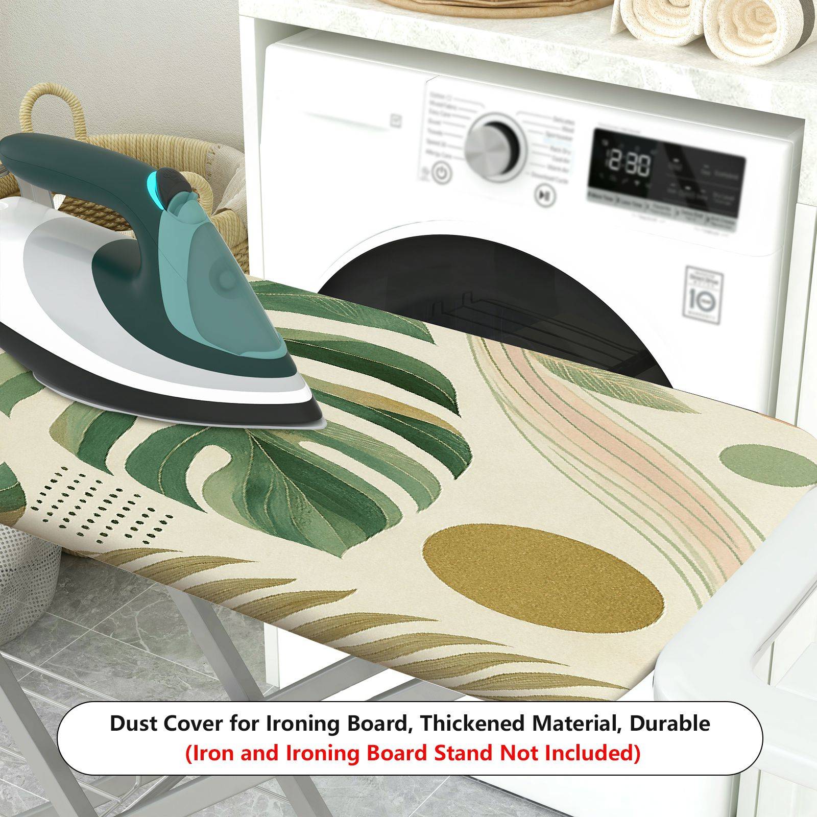 1-Piece Tropical Leaf Pattern Green Nature  Ironing Board Cover, Universal Size, Without Board