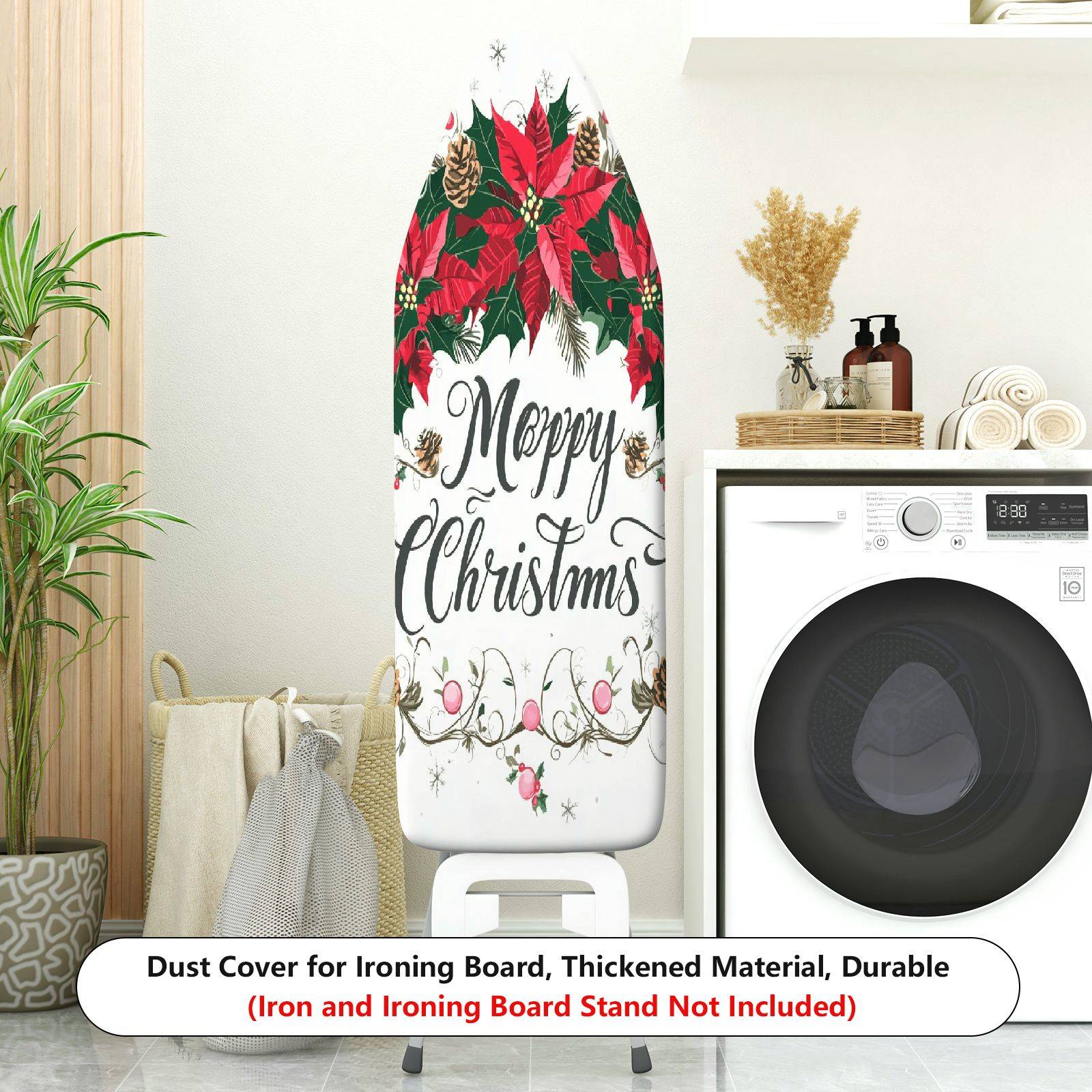 1-Piece Christmas Decoration Floral Happy Holidays  Ironing Board Cover, Universal Size, Without Board