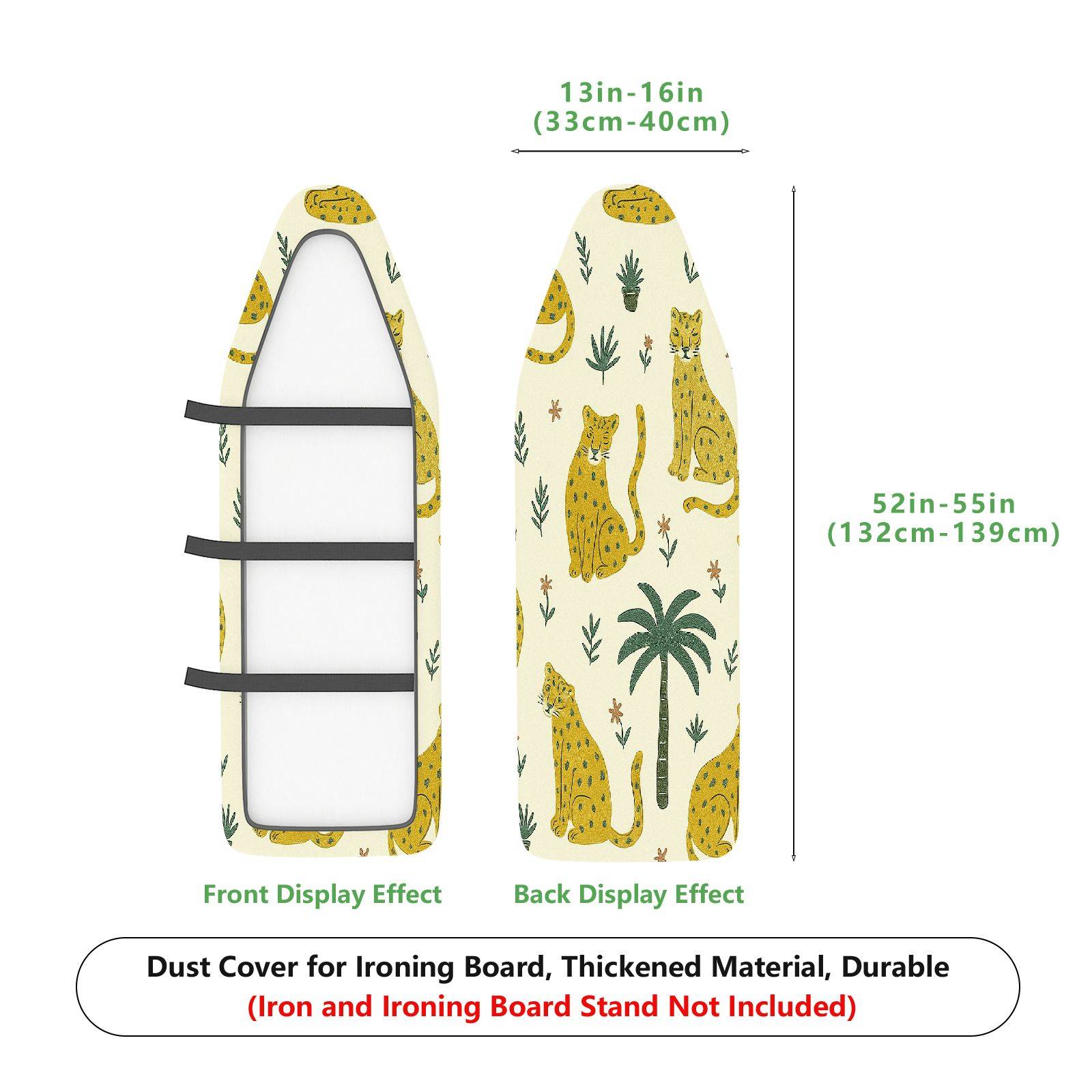 1-Piece Tropical Jungle Animal Leopard  Ironing Board Cover, Universal Size, Without Board
