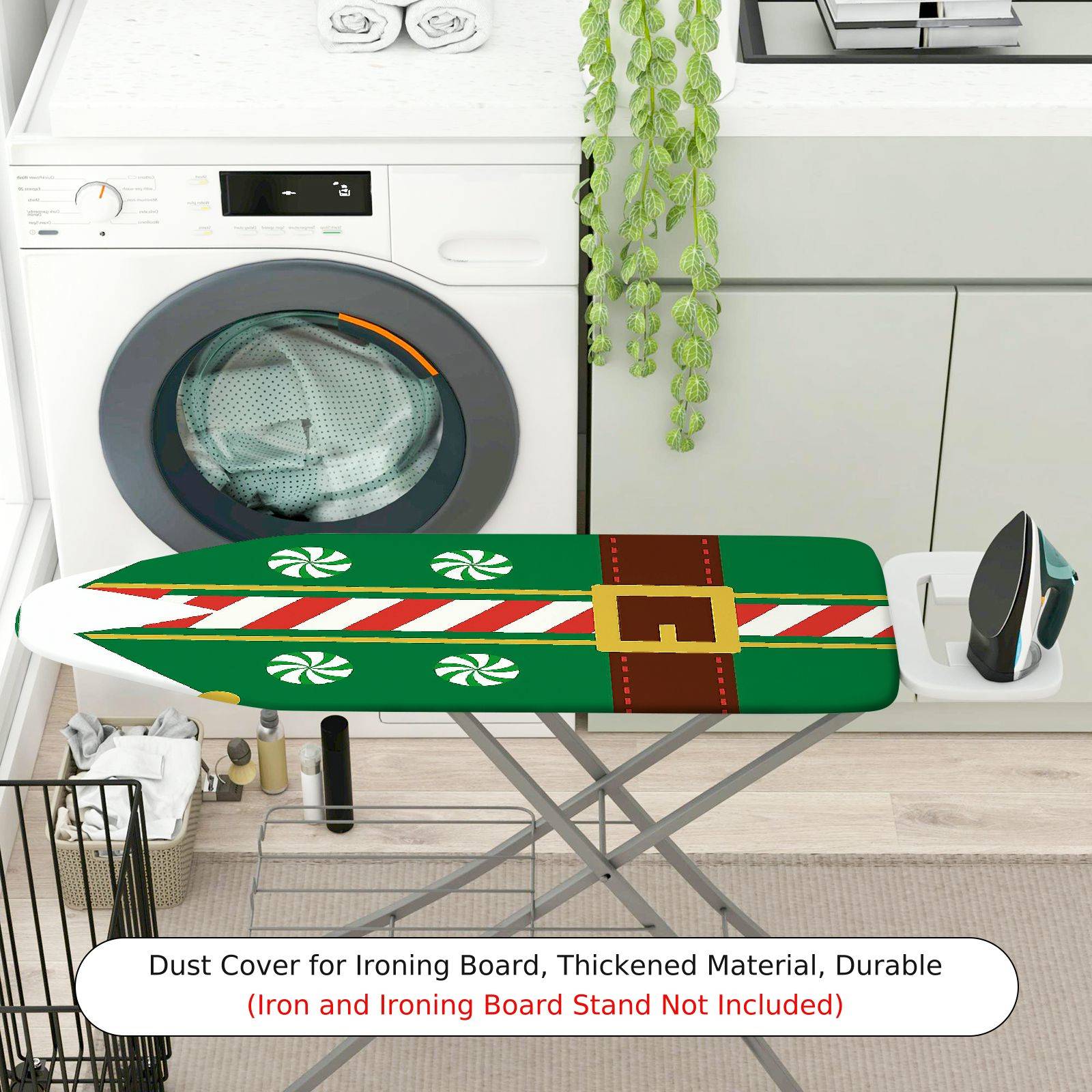 1-Piece Christmas Elf Candy Cane  Ironing Board Cover, Universal Size, Without Board