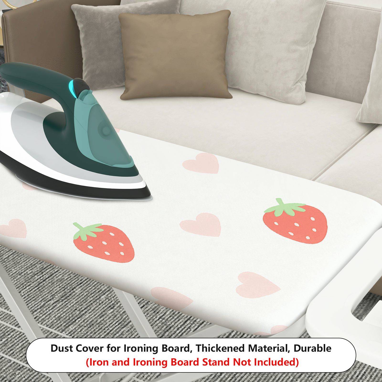 1-Piece Strawberry Heart Pink  Ironing Board Cover, Universal Size, Without Board