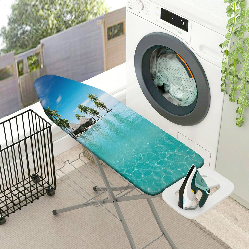 1-Piece Tropical Beach Blue Lagoon Scenic  Ironing Board Cover, Universal Size, Without Board