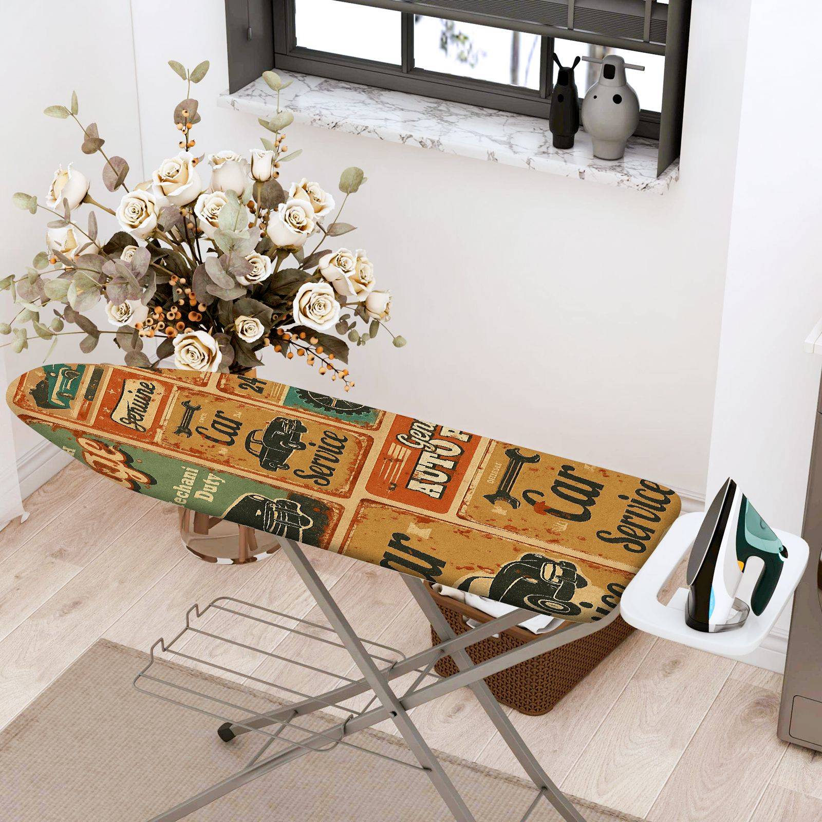 1-Piece Vintage Car Retro Art Poster  Ironing Board Cover, Universal Size, Without Board