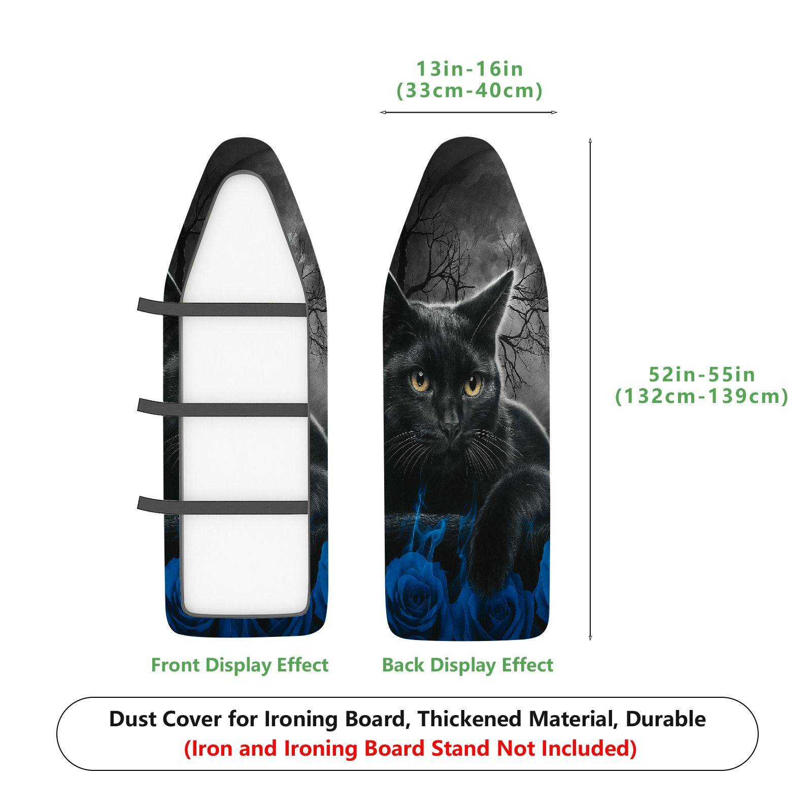 1-Piece Black Cat Moon Night  Ironing Board Cover, Universal Size, Without Board