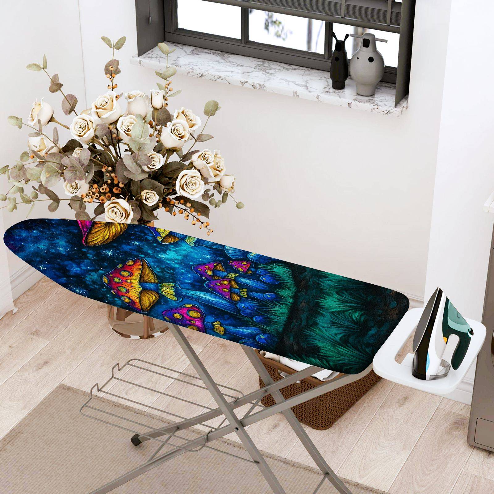 1-Piece Mushroom Starry Night Forest  Ironing Board Cover, Universal Size, Without Board